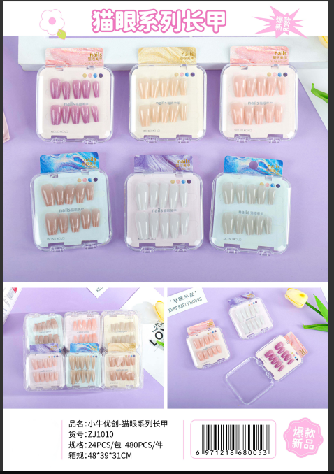 Boxed Press-On Nails ZJ1010 Cat Eye Series Long Nails