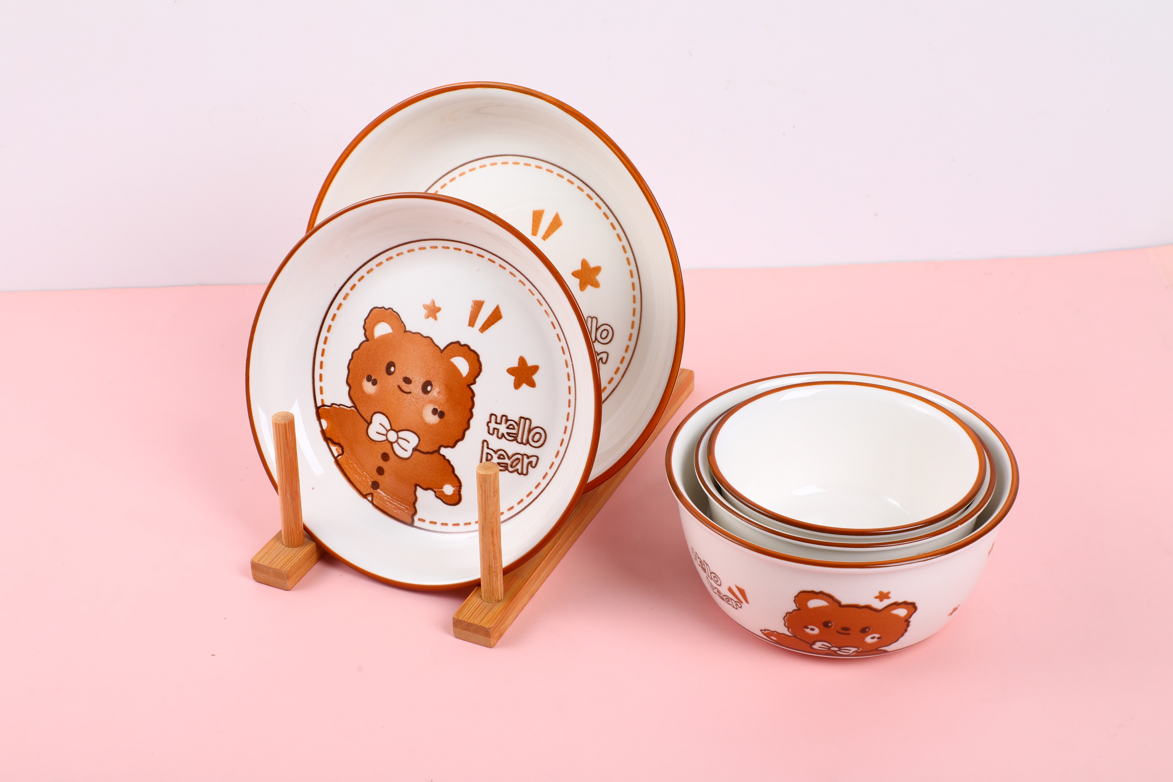 White glaze bear series-ceramic bowl 5 inches