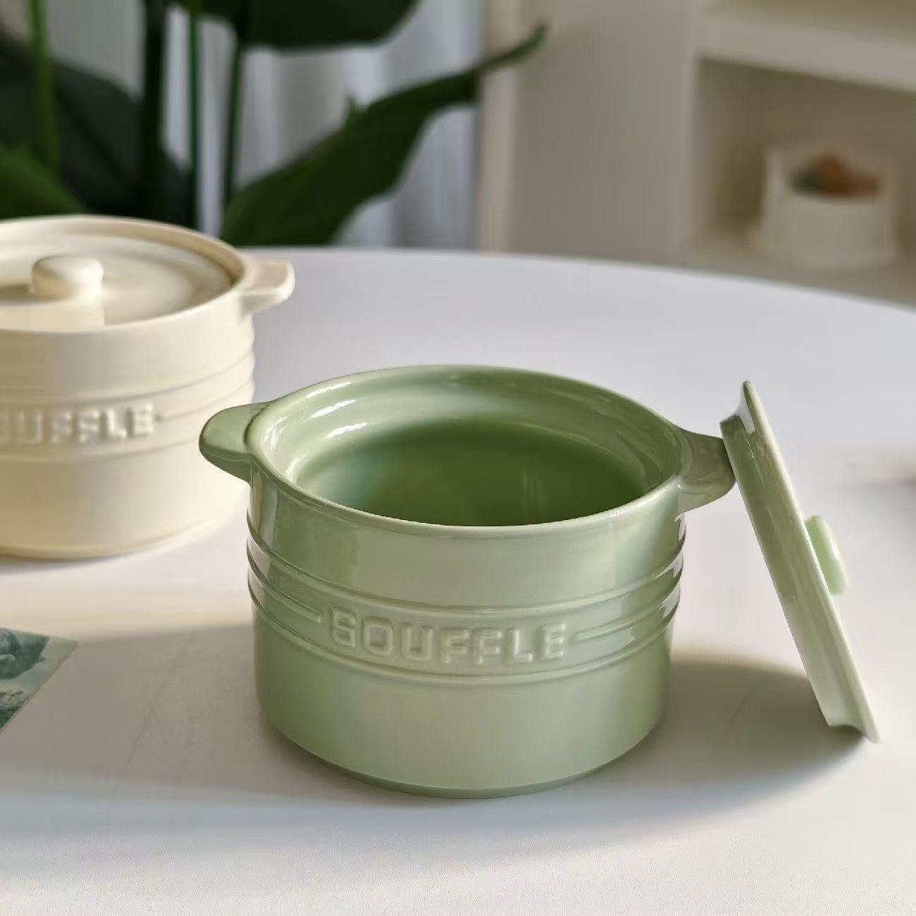 4-inch Small Stew Bowl With Lid (Green)