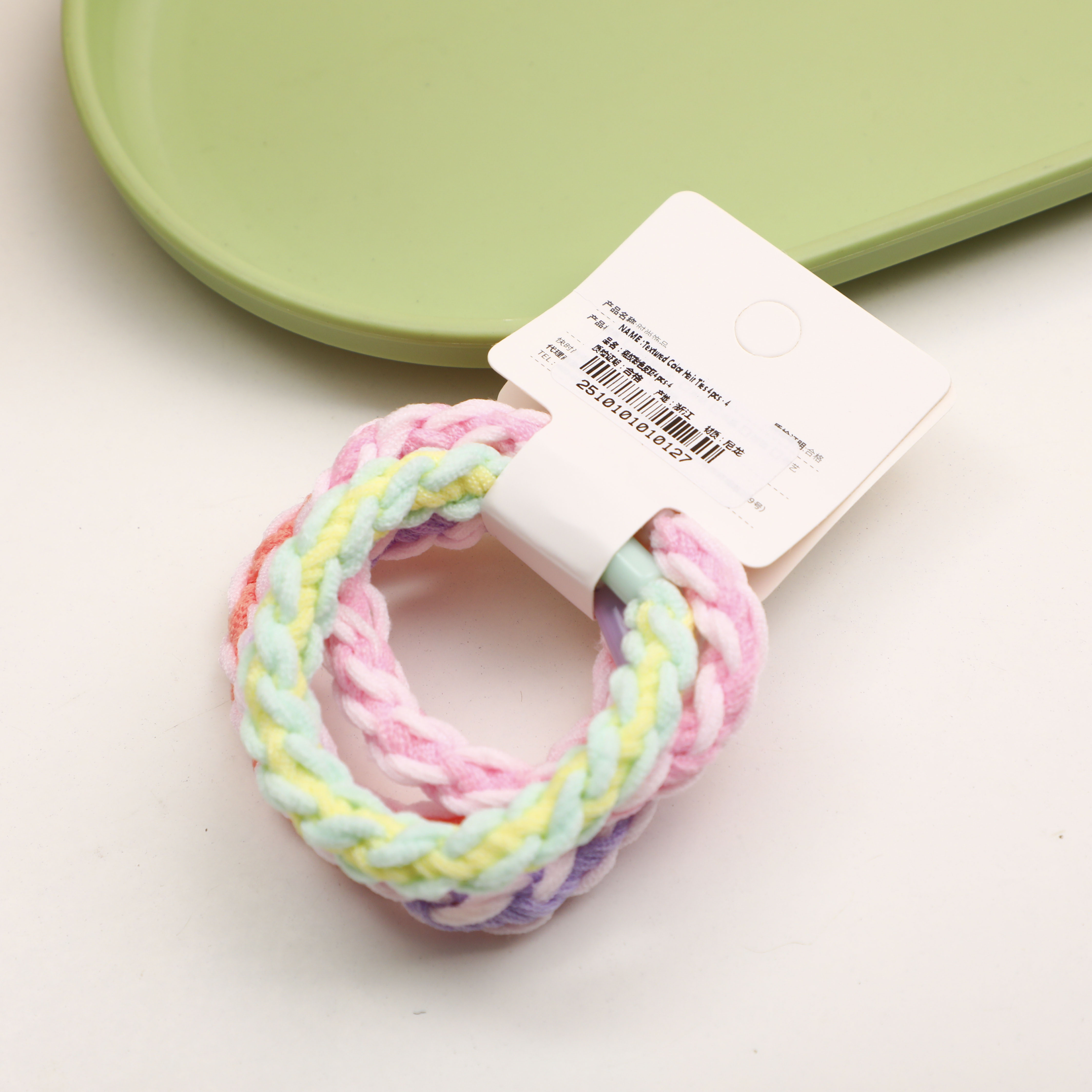 Textured Color Hair Ties 4pcs - 4