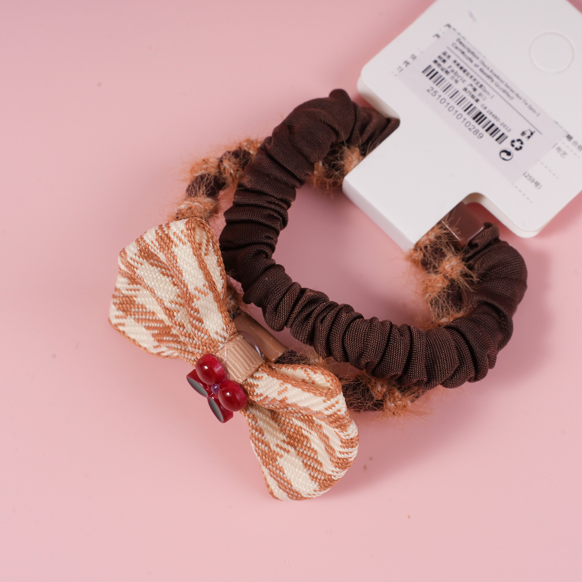 Check Bowknot Series Hair Tie 2pcs-1