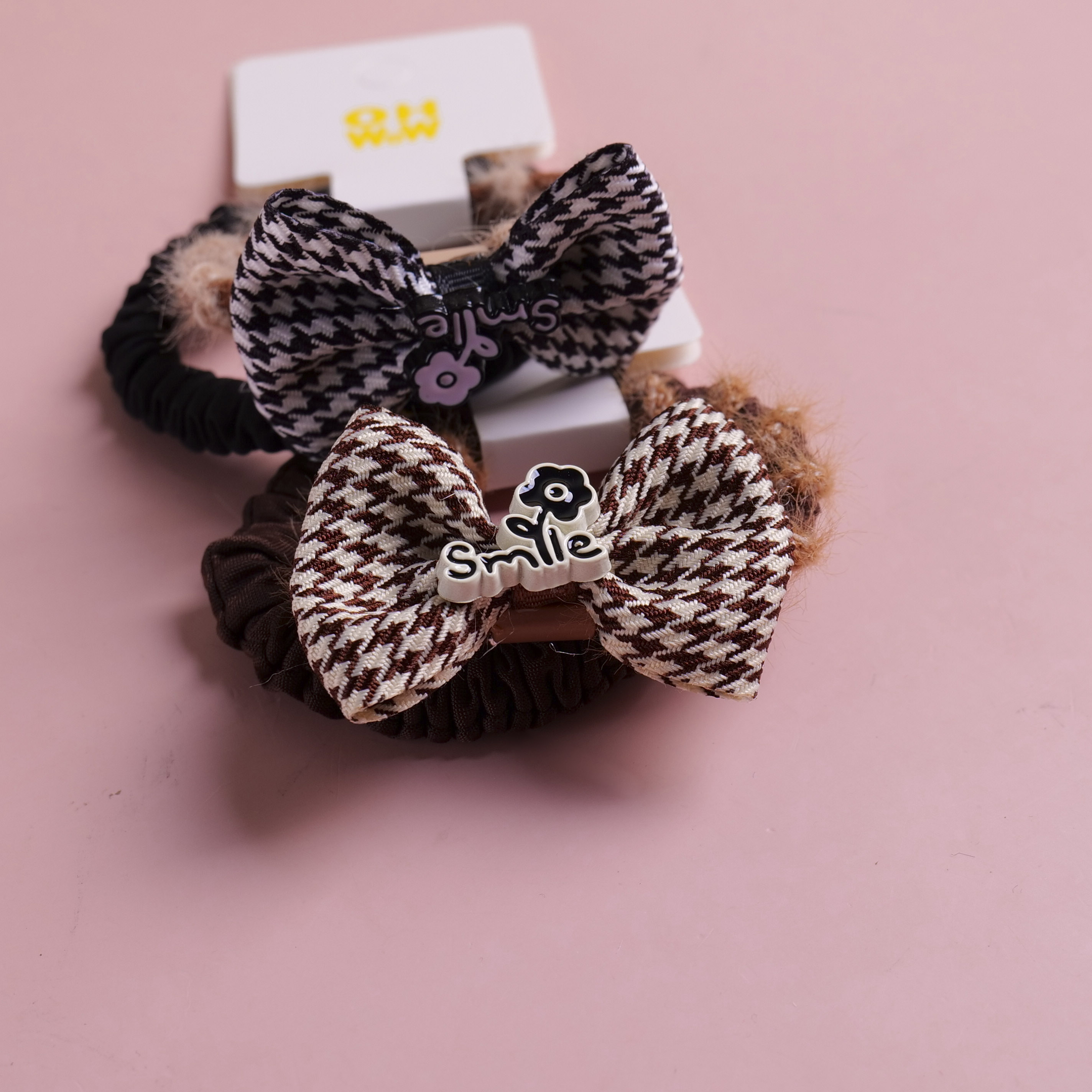 Check Bowknot Series Hair Tie 2pcs-3