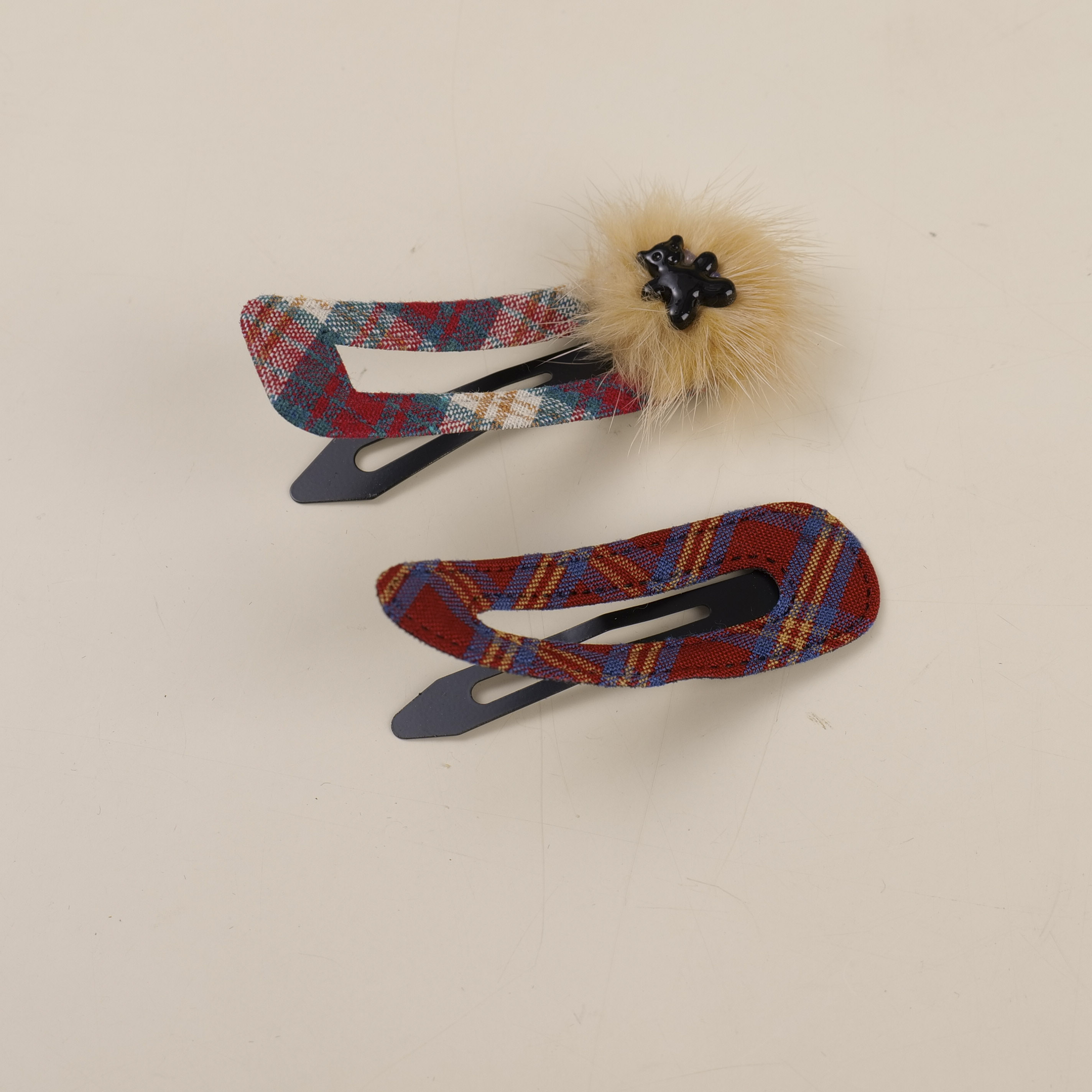 Bear Fabric Hair Clip 2pcs