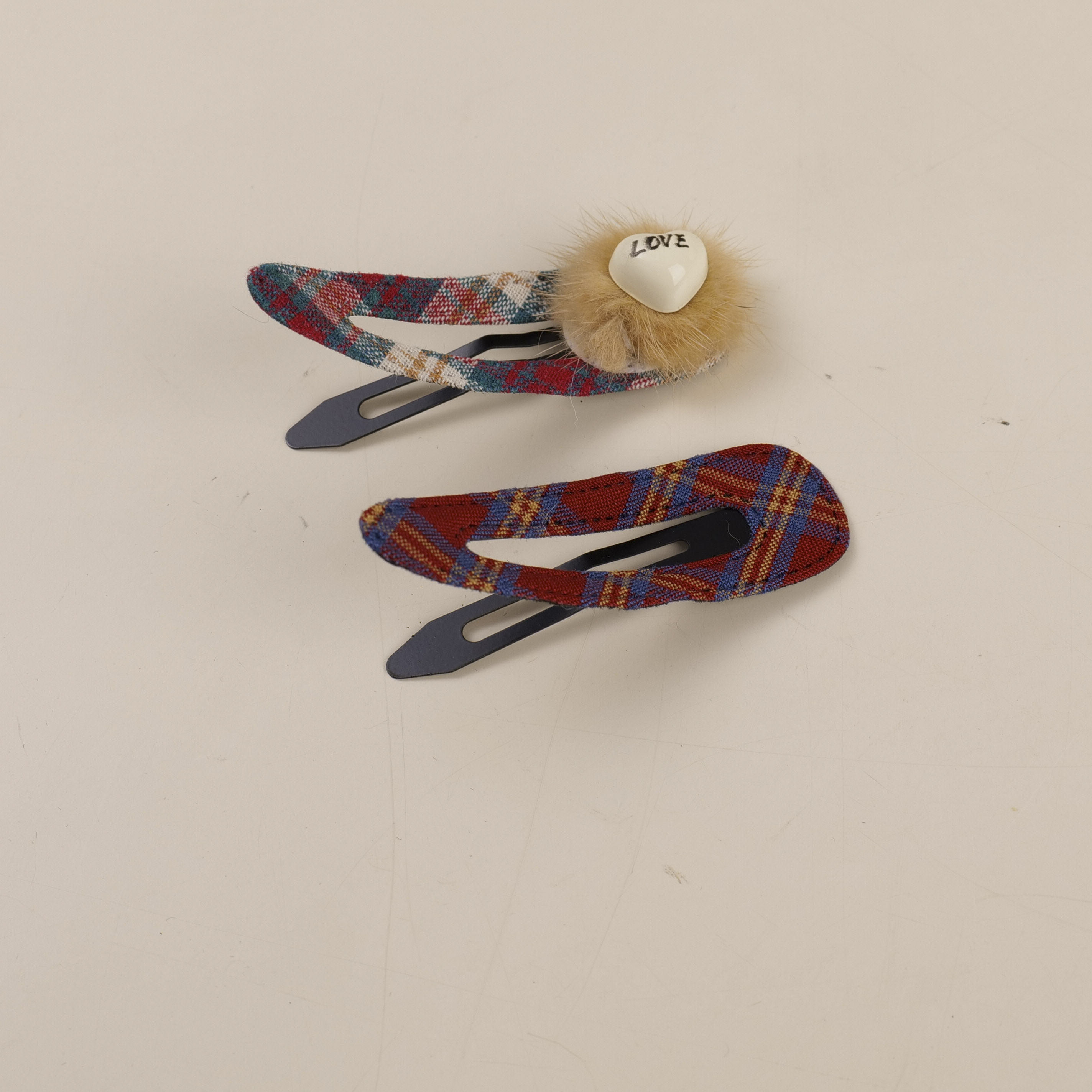Alphabet Heart Fabric Hair Clip 2pcs