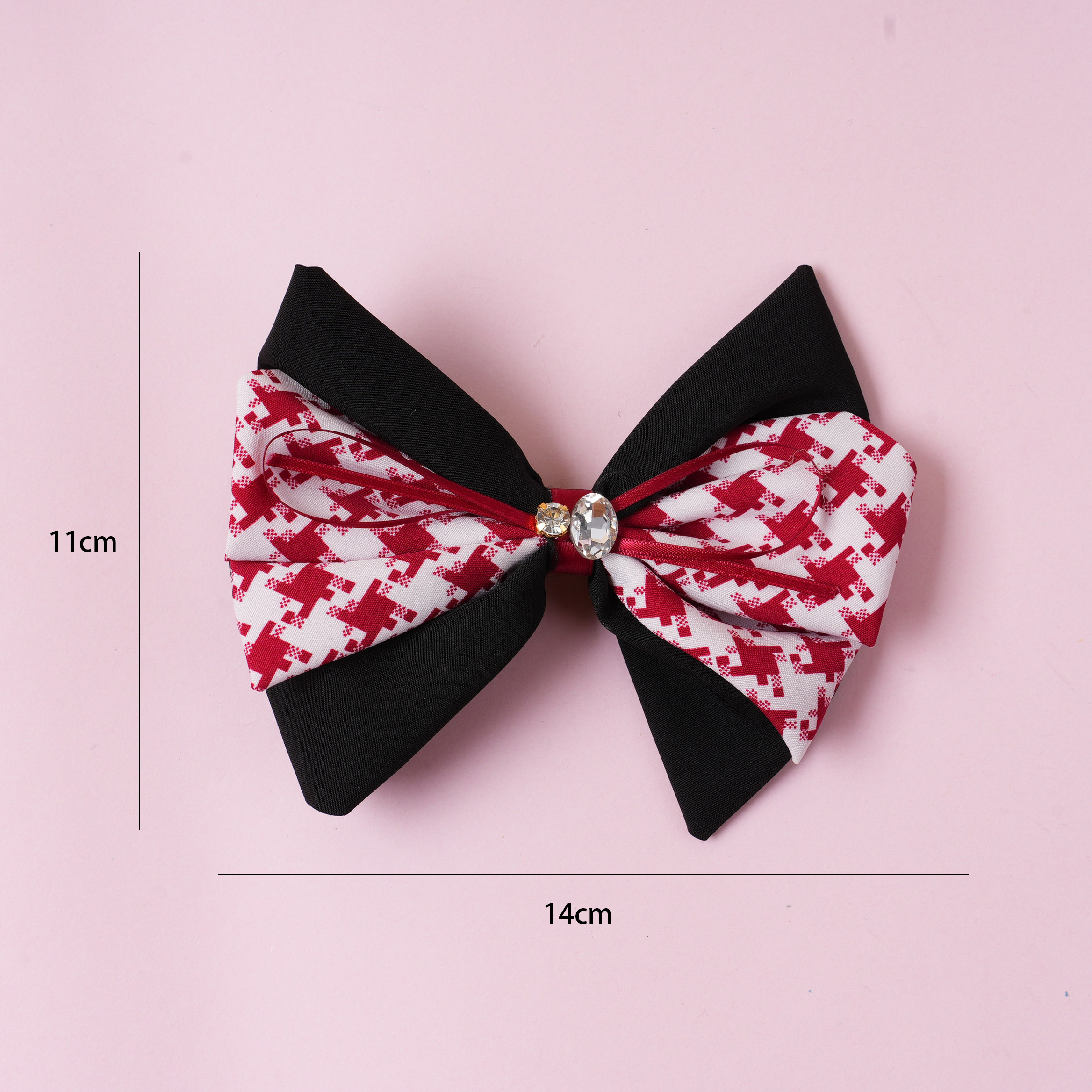 Checkered Rhinestone Fabric Hair Clip