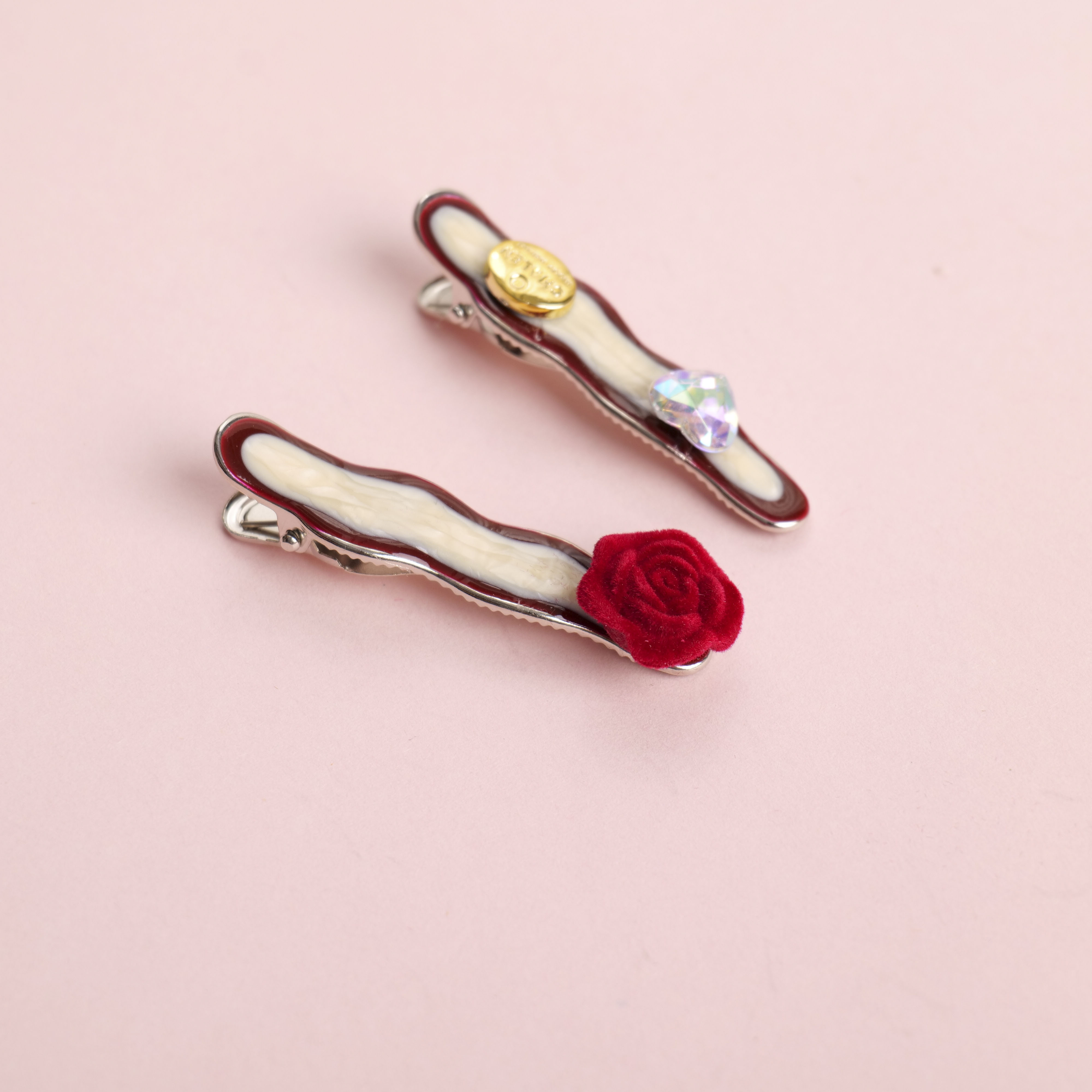 Flocked Flower Hair Clips 2pcs