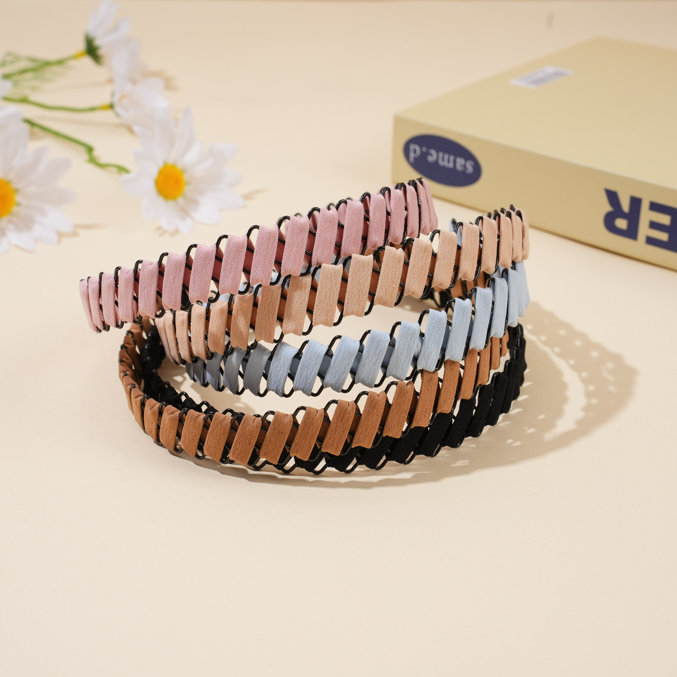 Fabric Solid Color Diagonal Stripe Headband