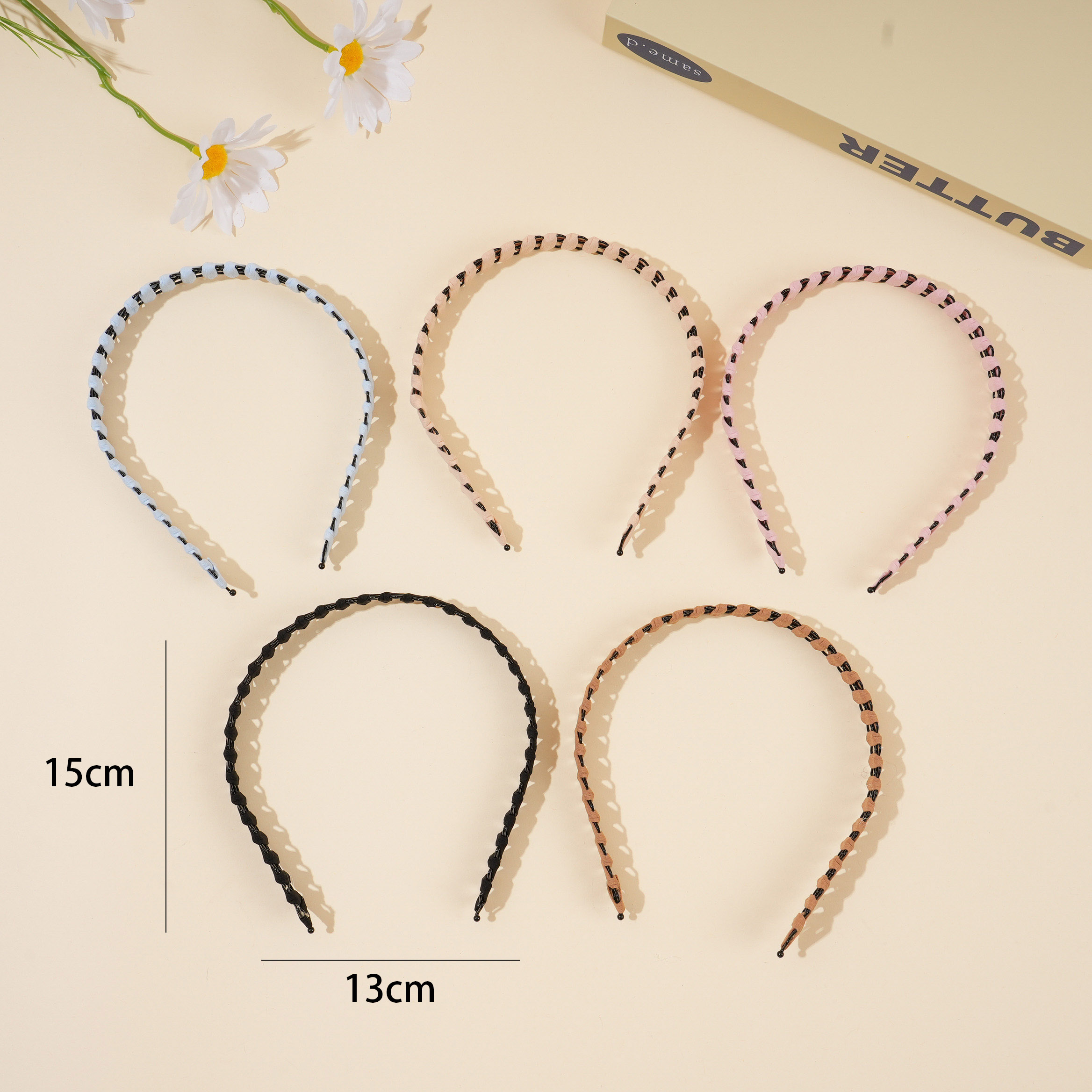 Fabric Solid Color Diagonal Stripe Headband