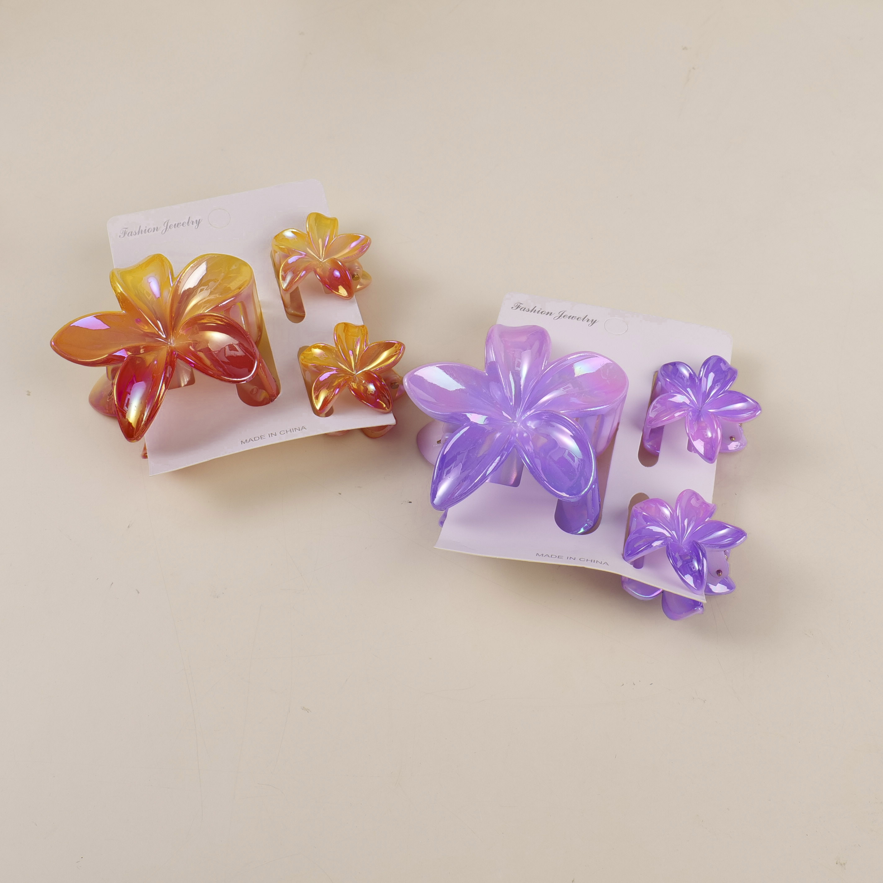 Electroplated Plumeria Hair Claw 3pcs