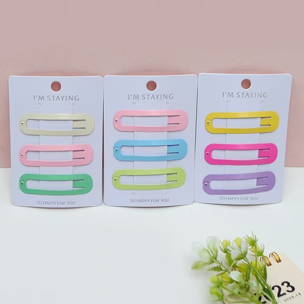Elegant color oval clip 3pcs