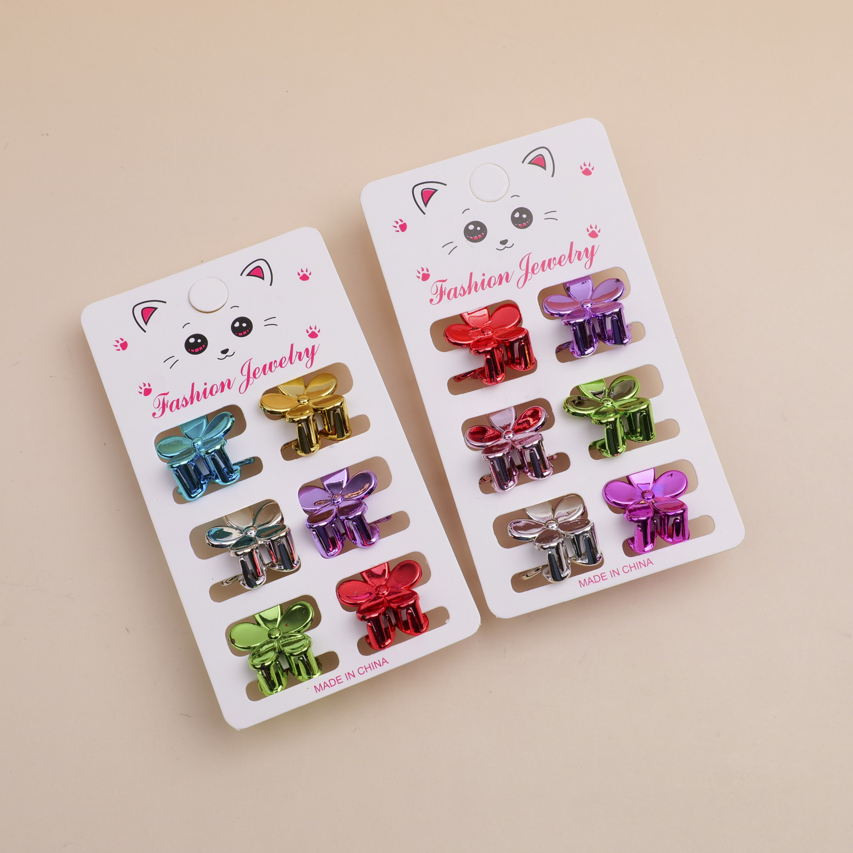 Spring Color Electroplated Hair Claw Clip 6pcs - 6