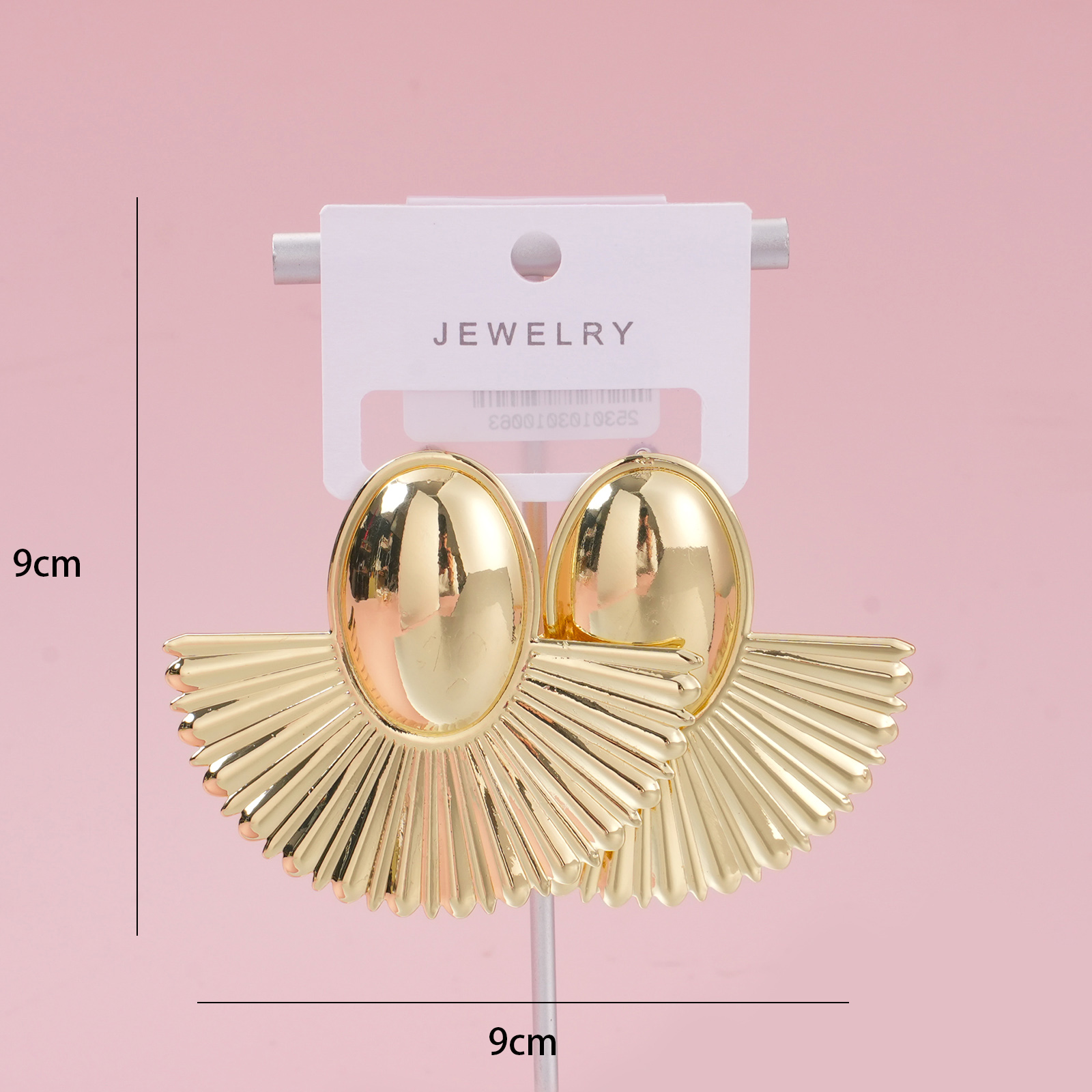 Gold Fan-Shaped Luxury Earrings