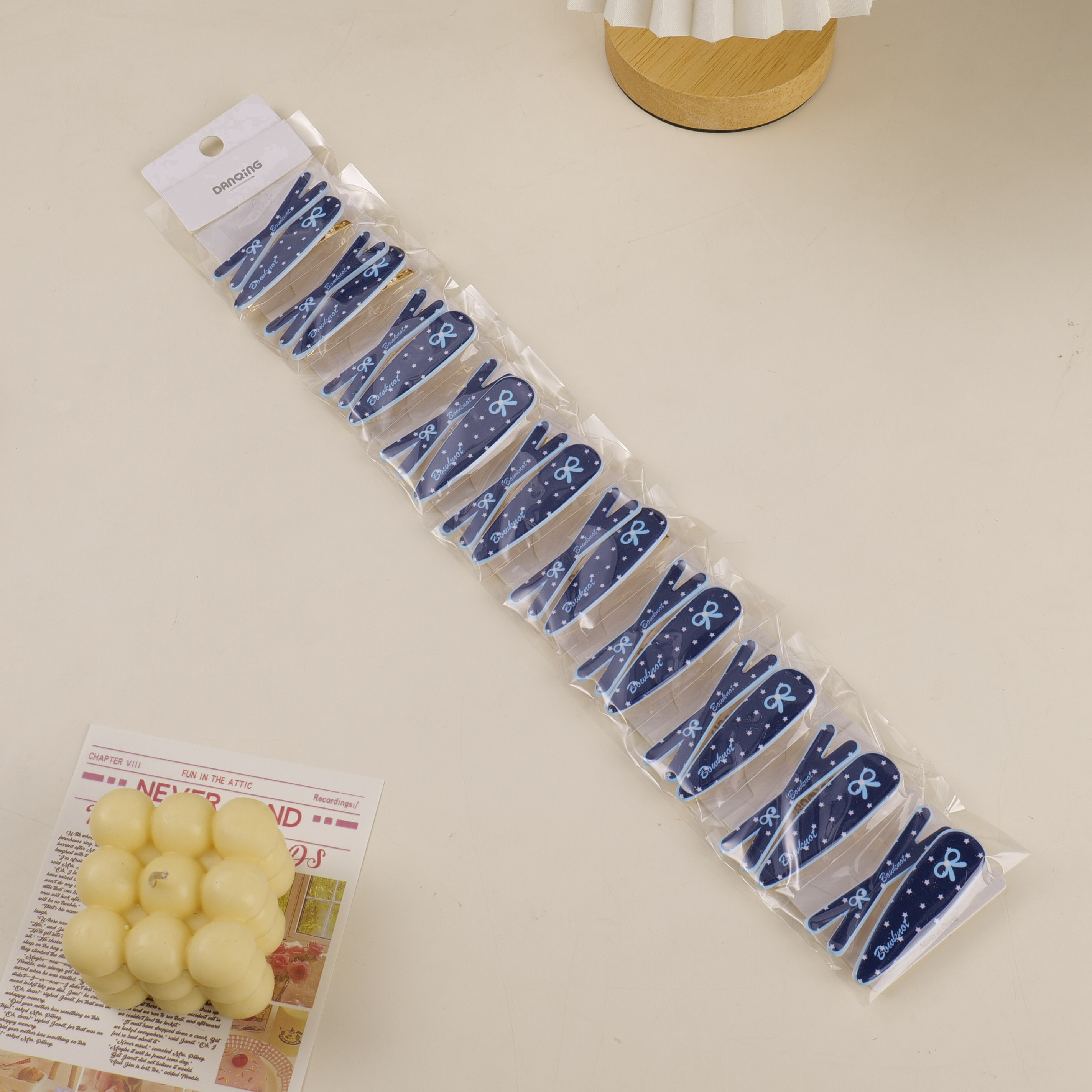 Blue Bowknot Polka Dot Kids Hair Clips 2pcs