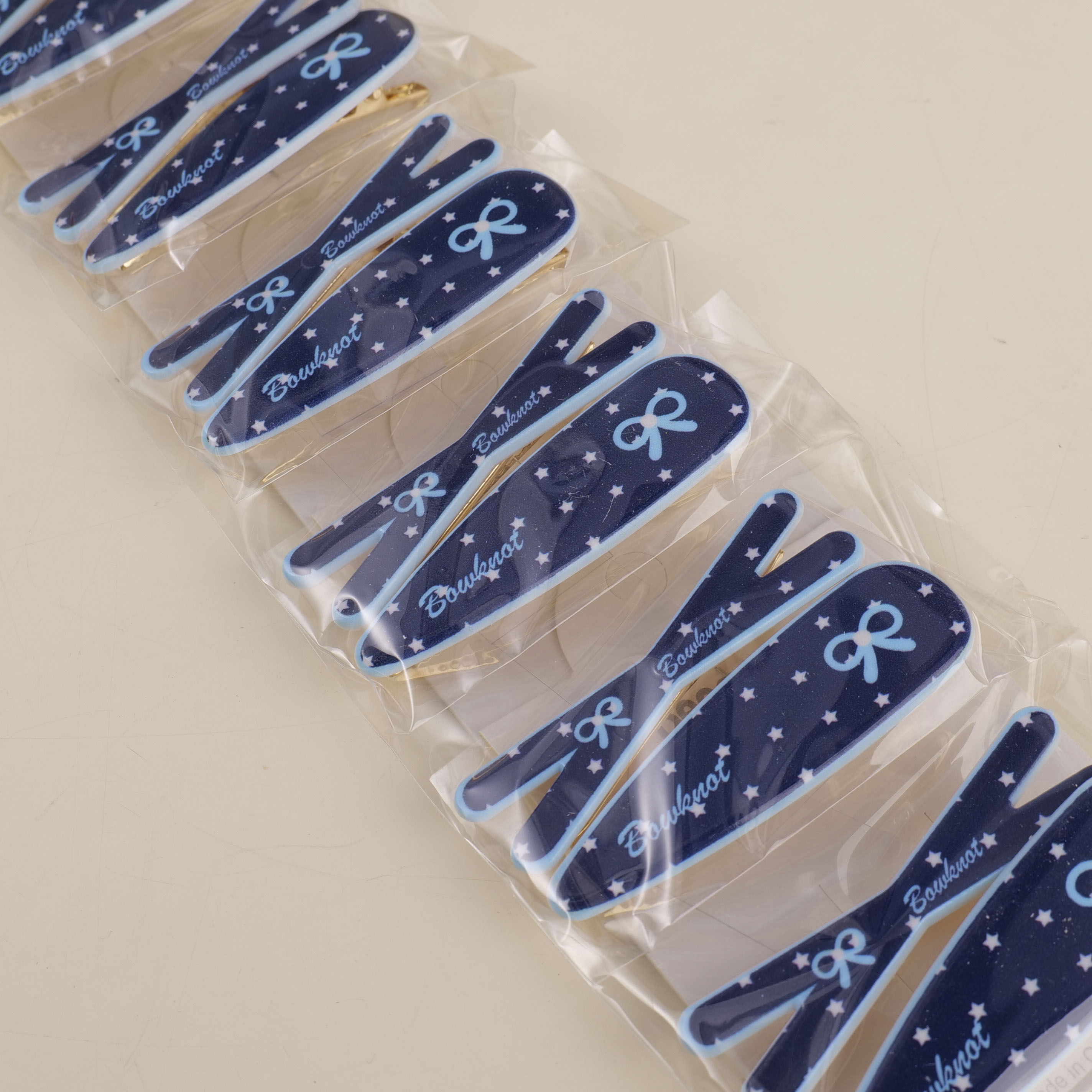 Blue Bowknot Polka Dot Kids Hair Clips 2pcs
