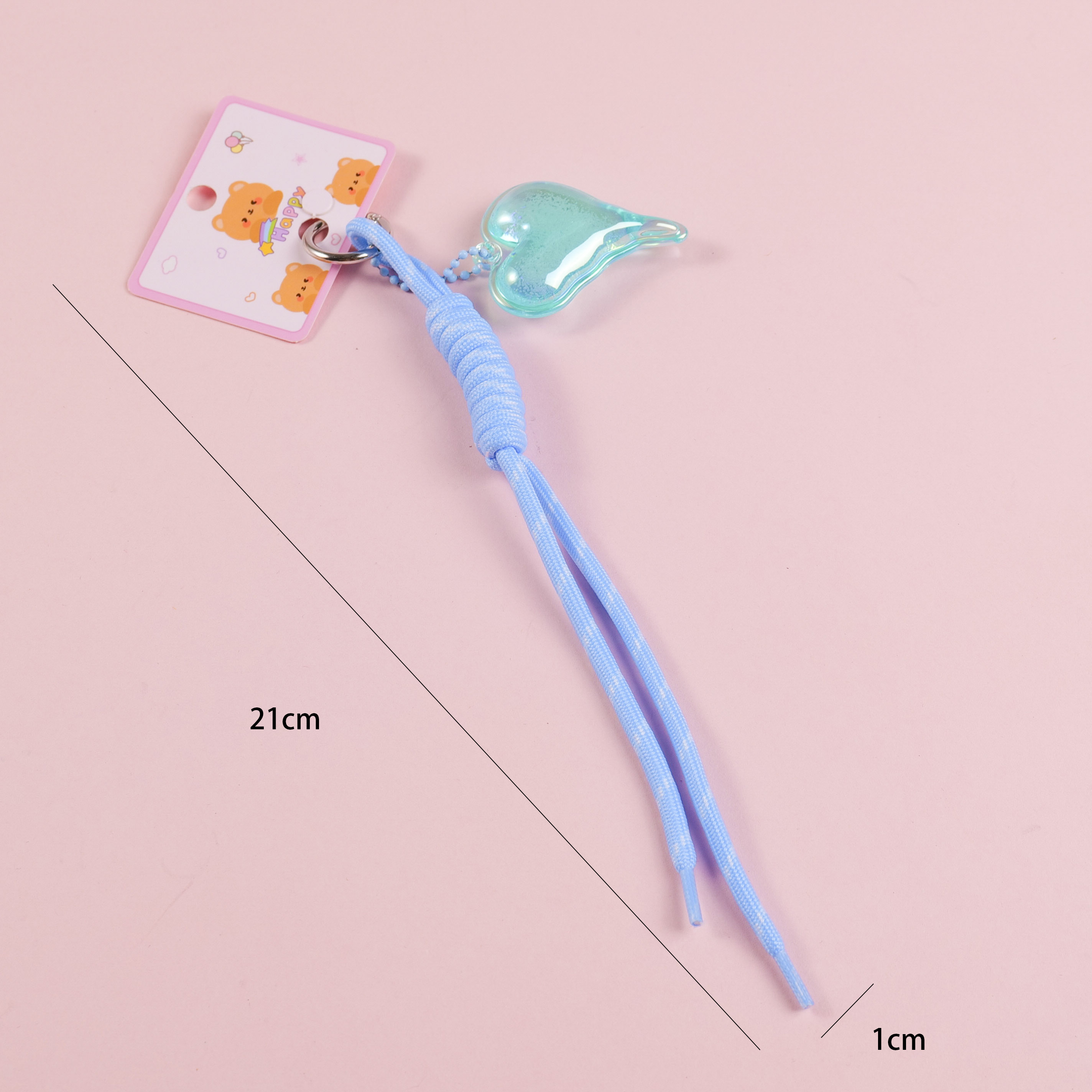Heart Fabric Strap Blue Keychain