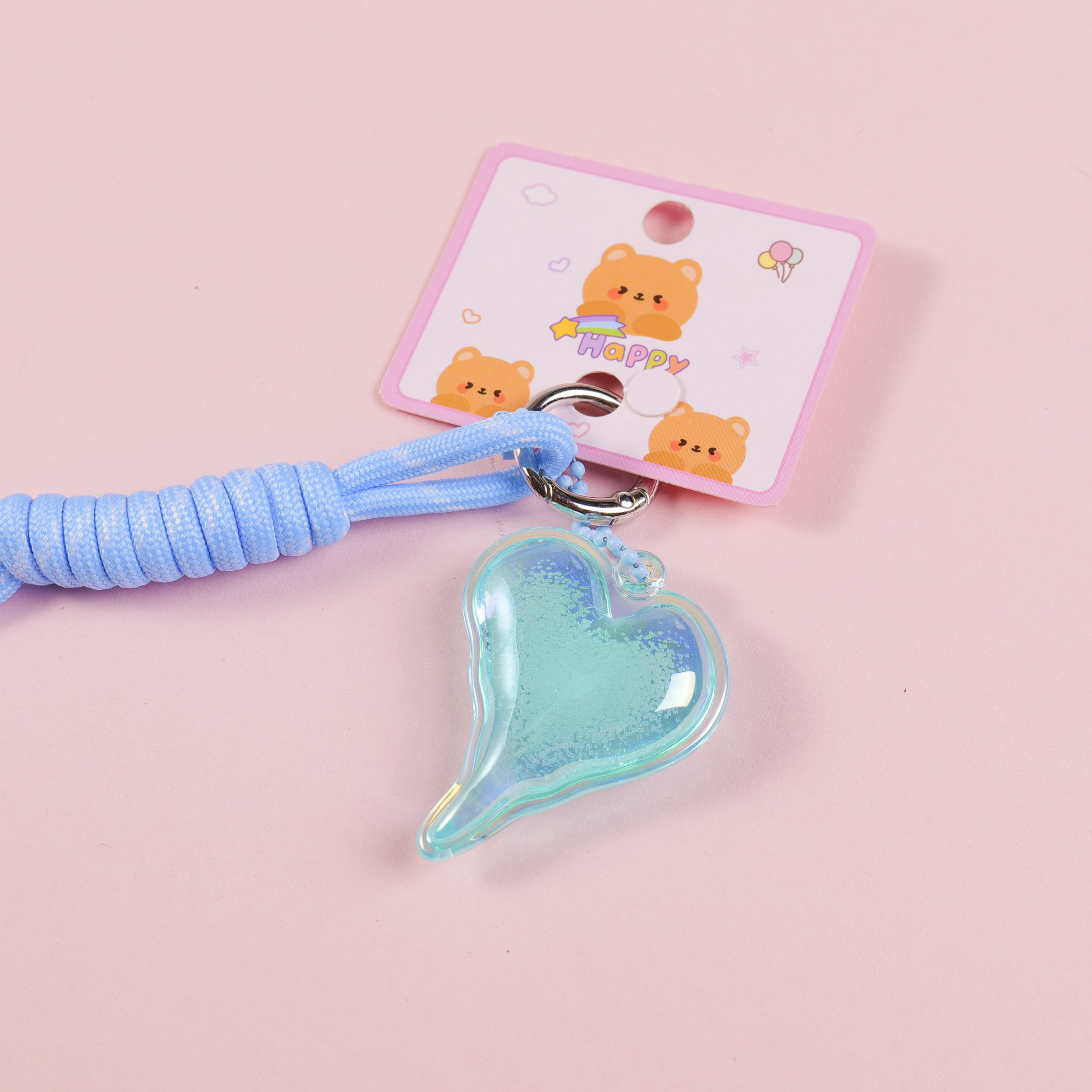 Heart Fabric Strap Blue Keychain