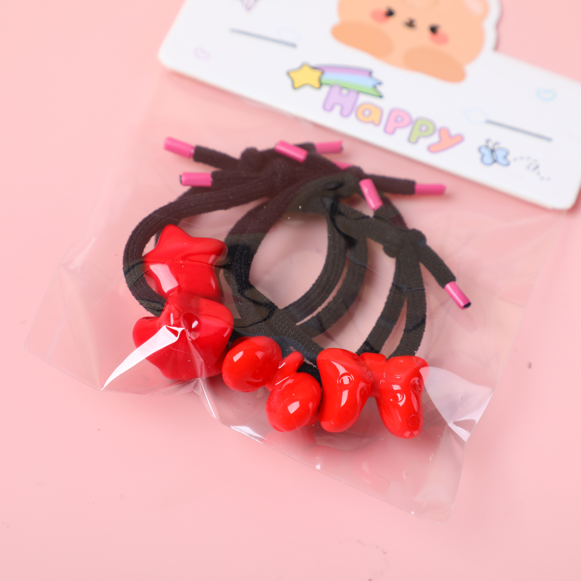 Red Series Children's Hair Ties 4pcs