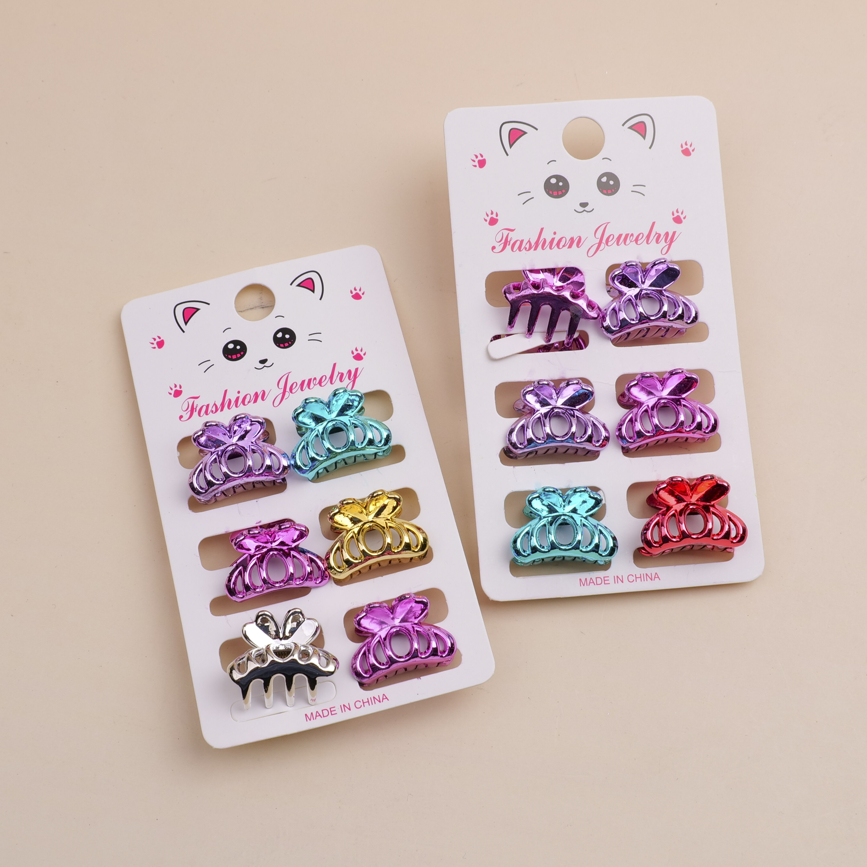 Bright Color Electroplated Hair Claw Clip 6pcs - 7
