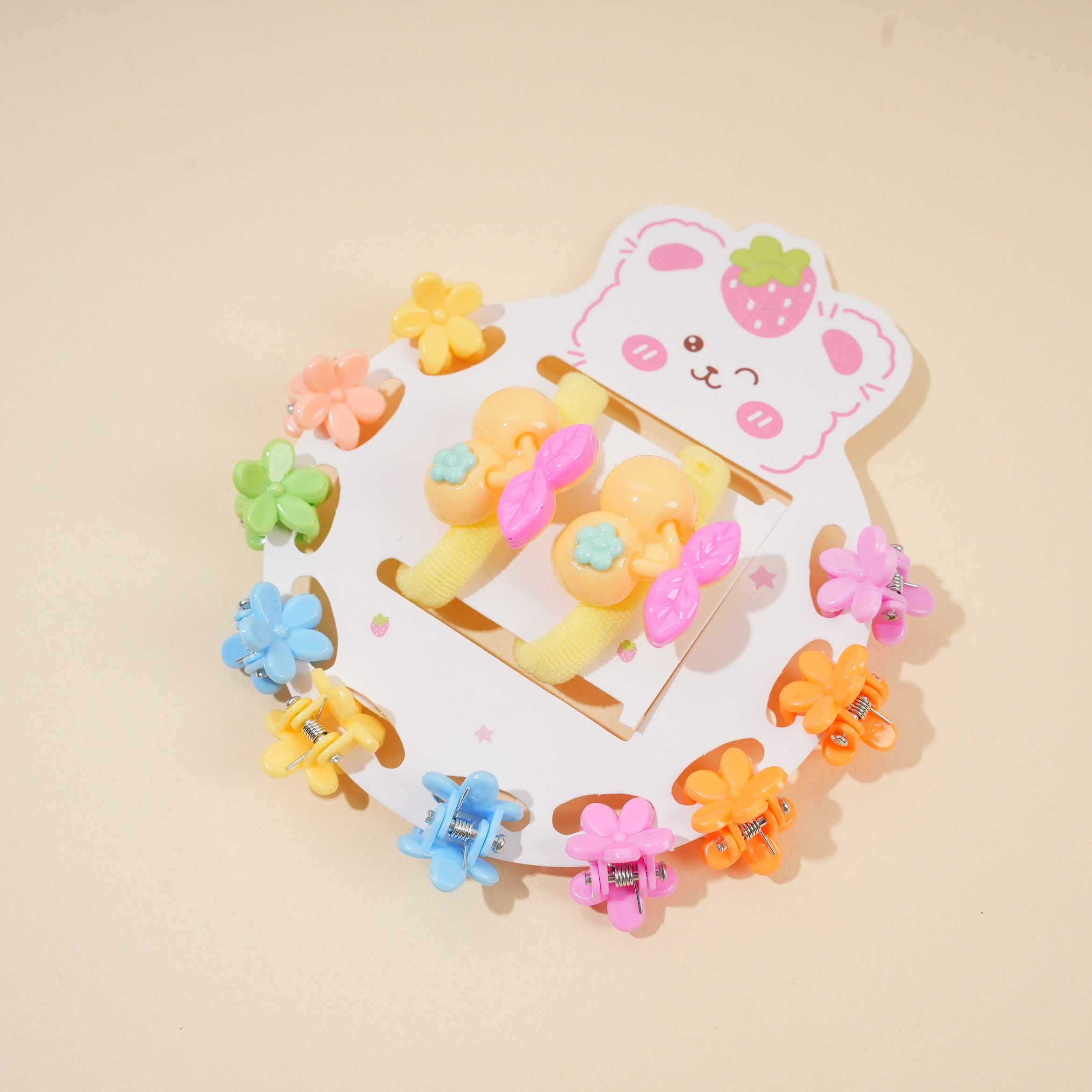 Cherry Hair Tie + Claw Clip Set