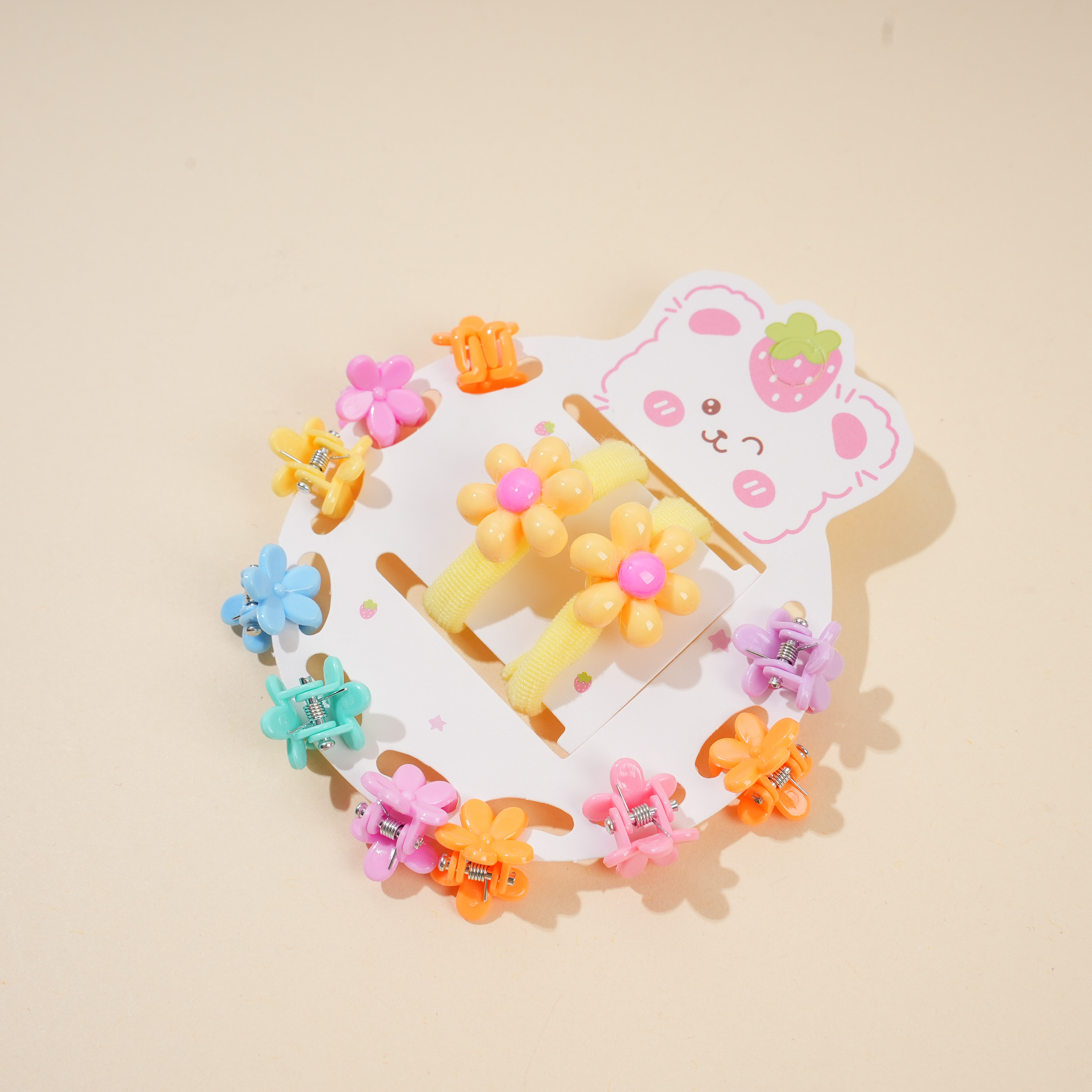 Flower Hair Tie + Claw Clip Set