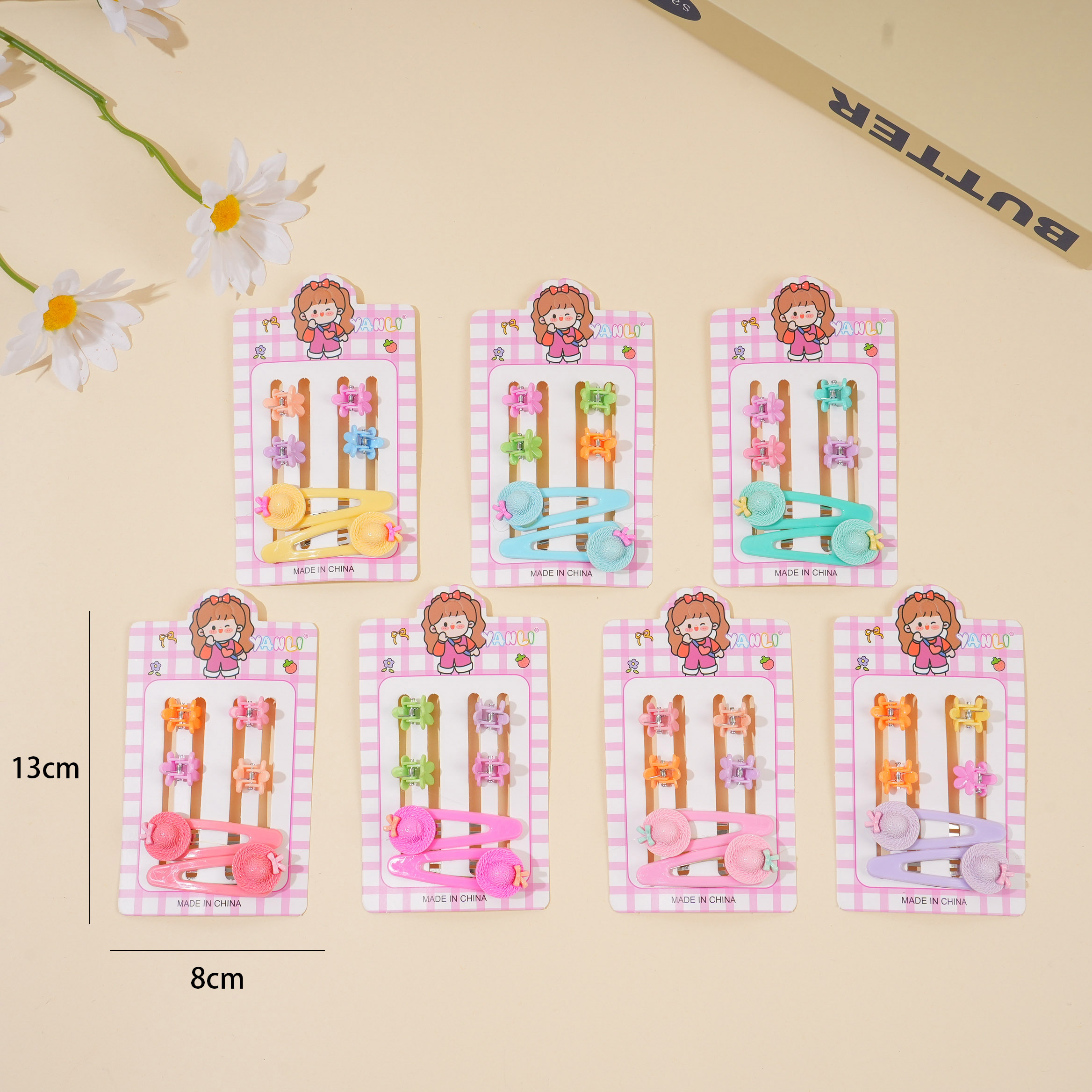 Straw Hat BB Clip + Claw Clip Set