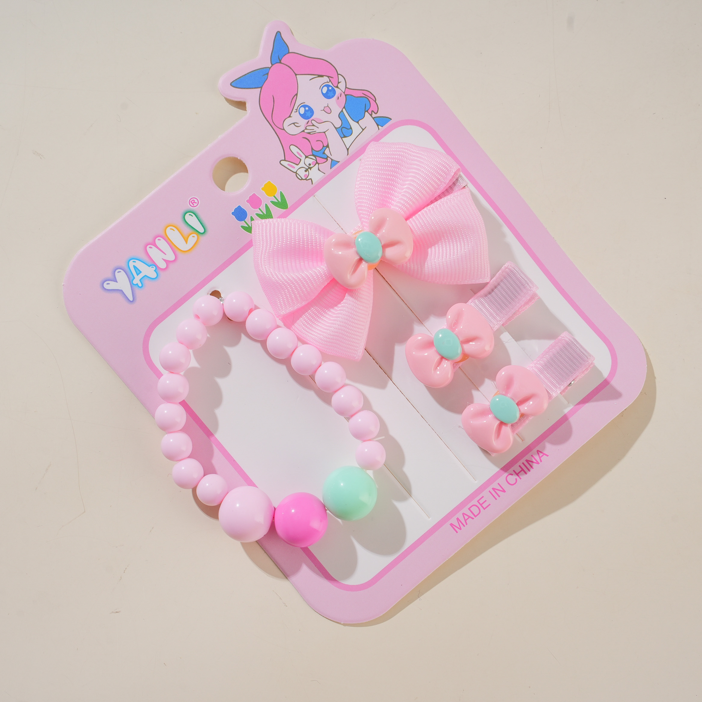 Bracelet + Bowknot Hair Clip Jewelry Set