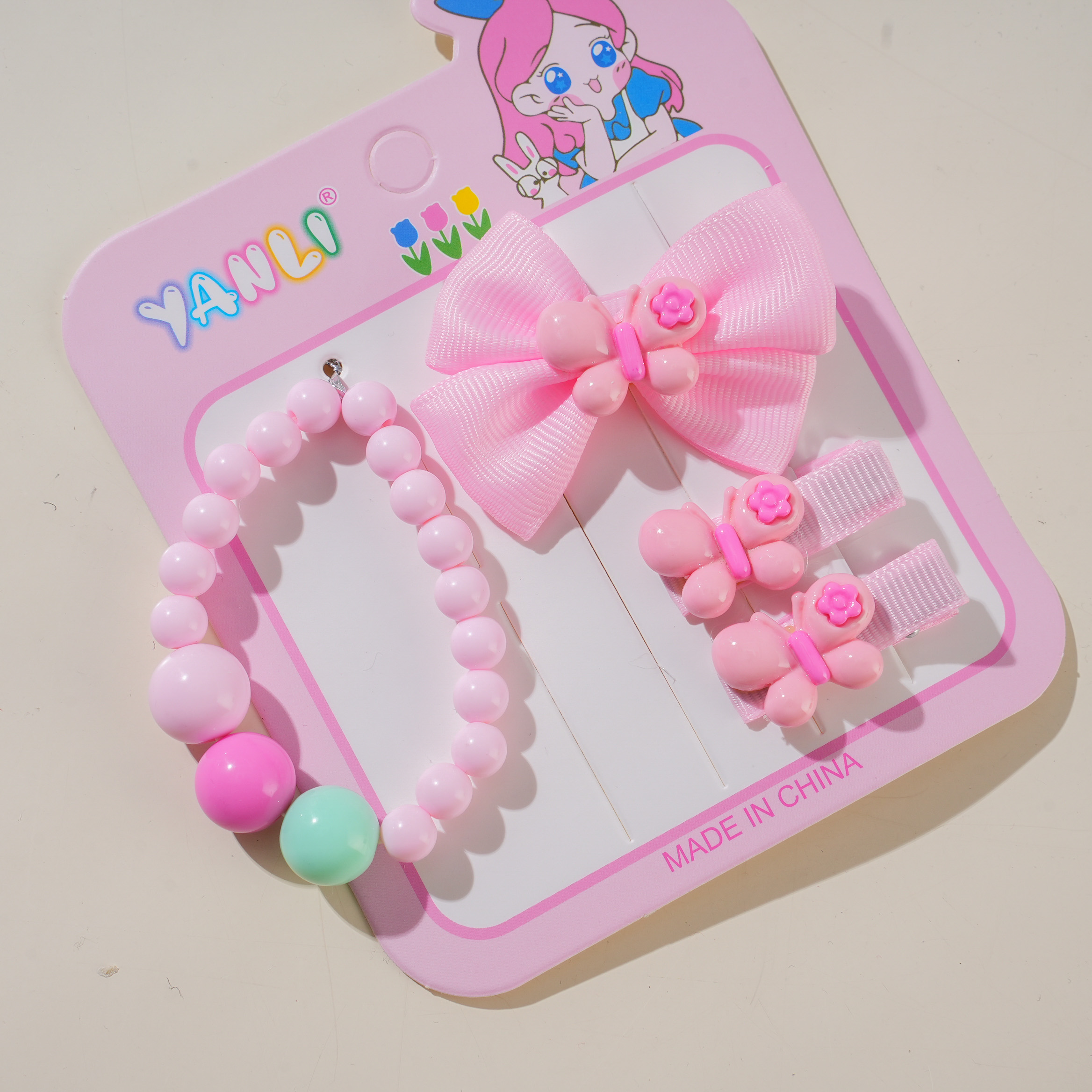 Bracelet + Butterfly Hair Clip Jewelry Set