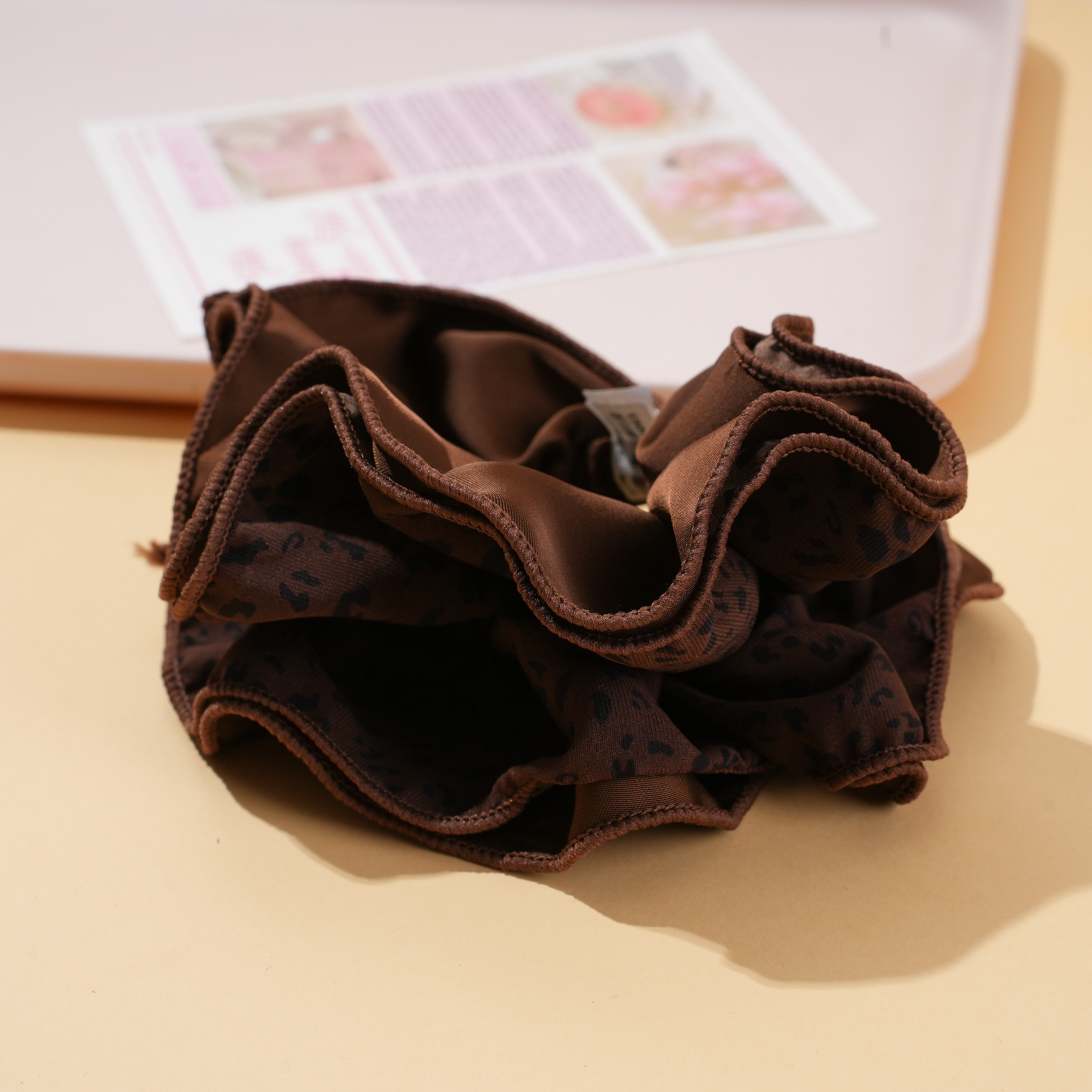 Coffee Leopard Print Hair Tie