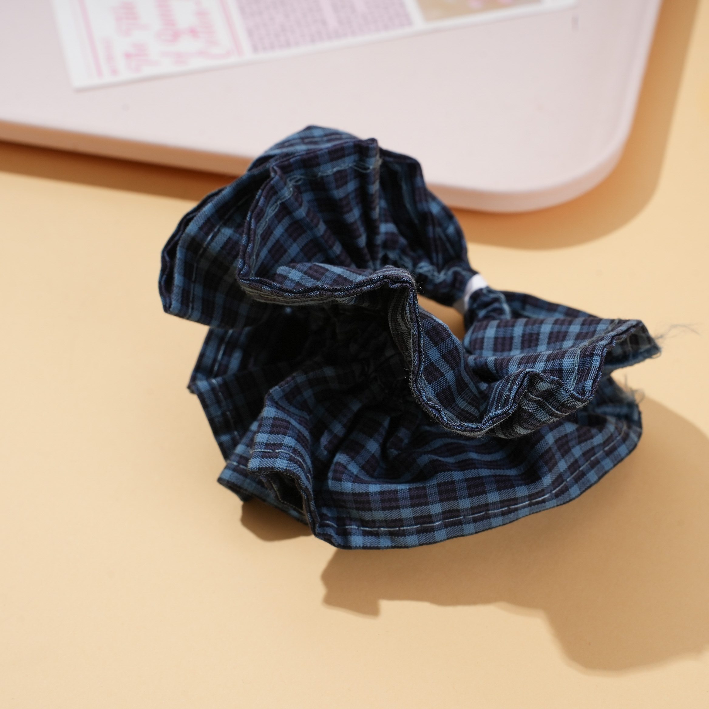 Blue Check Hair Tie