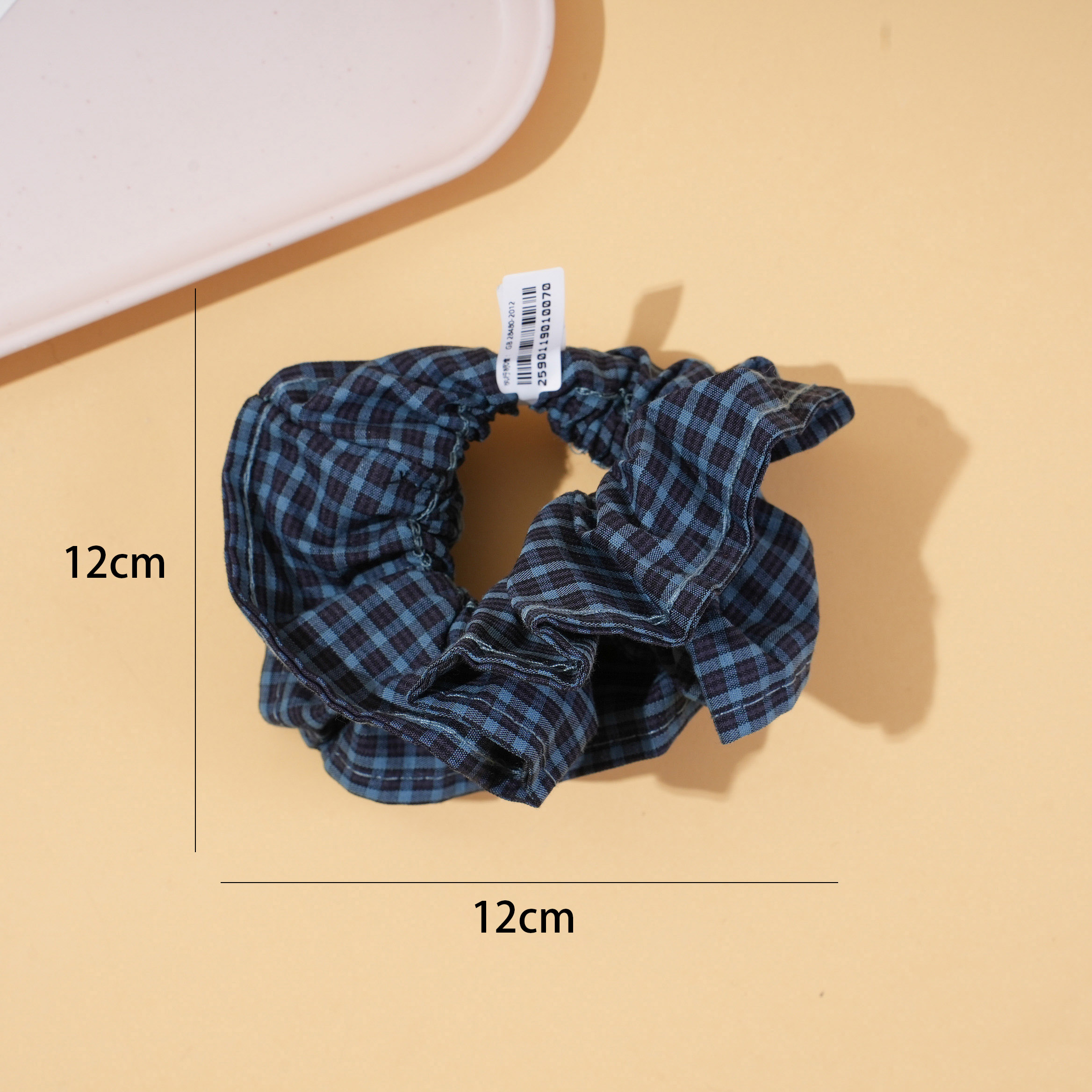 Blue Check Hair Tie