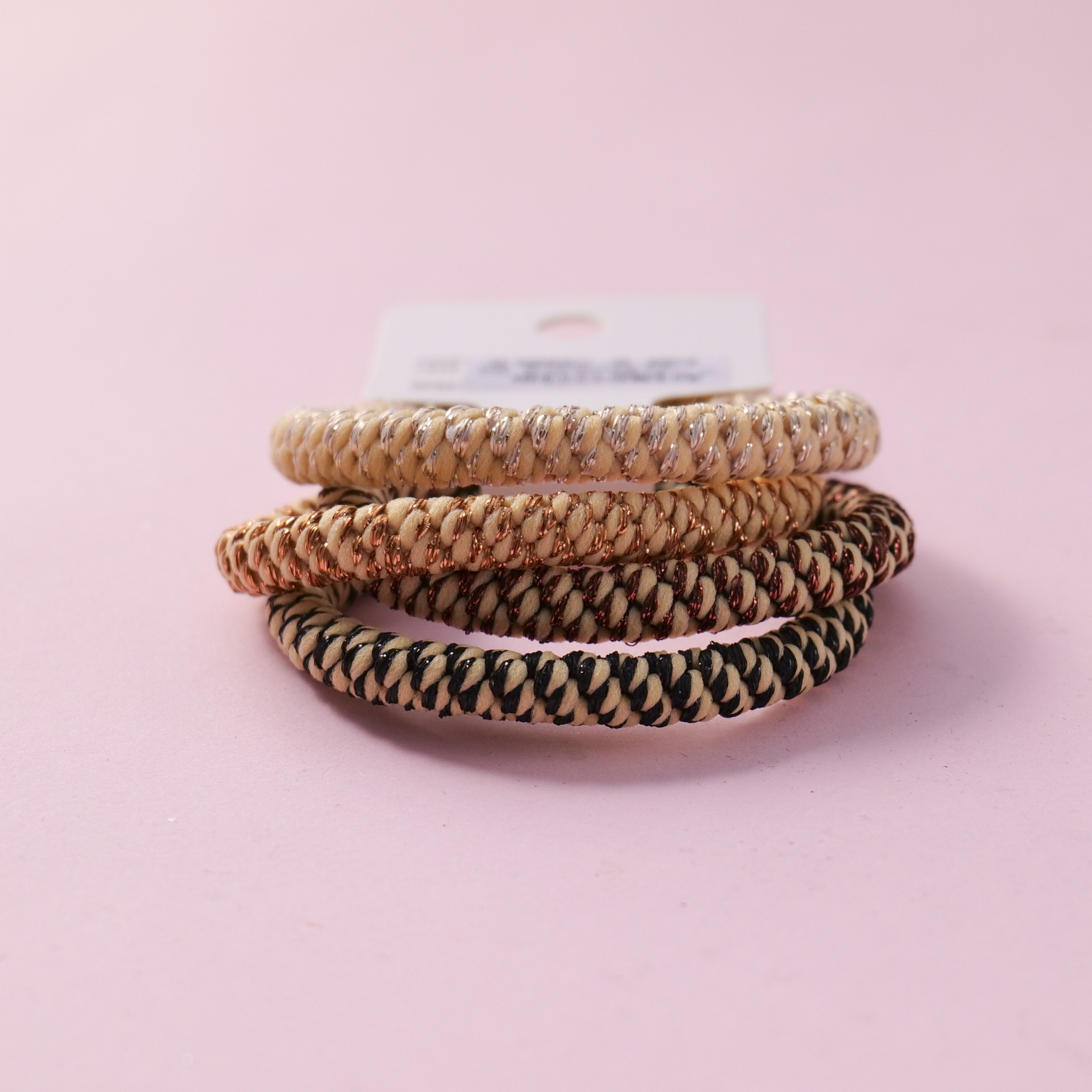 Gold Thread Woven Basic Hair Ties 4pcs