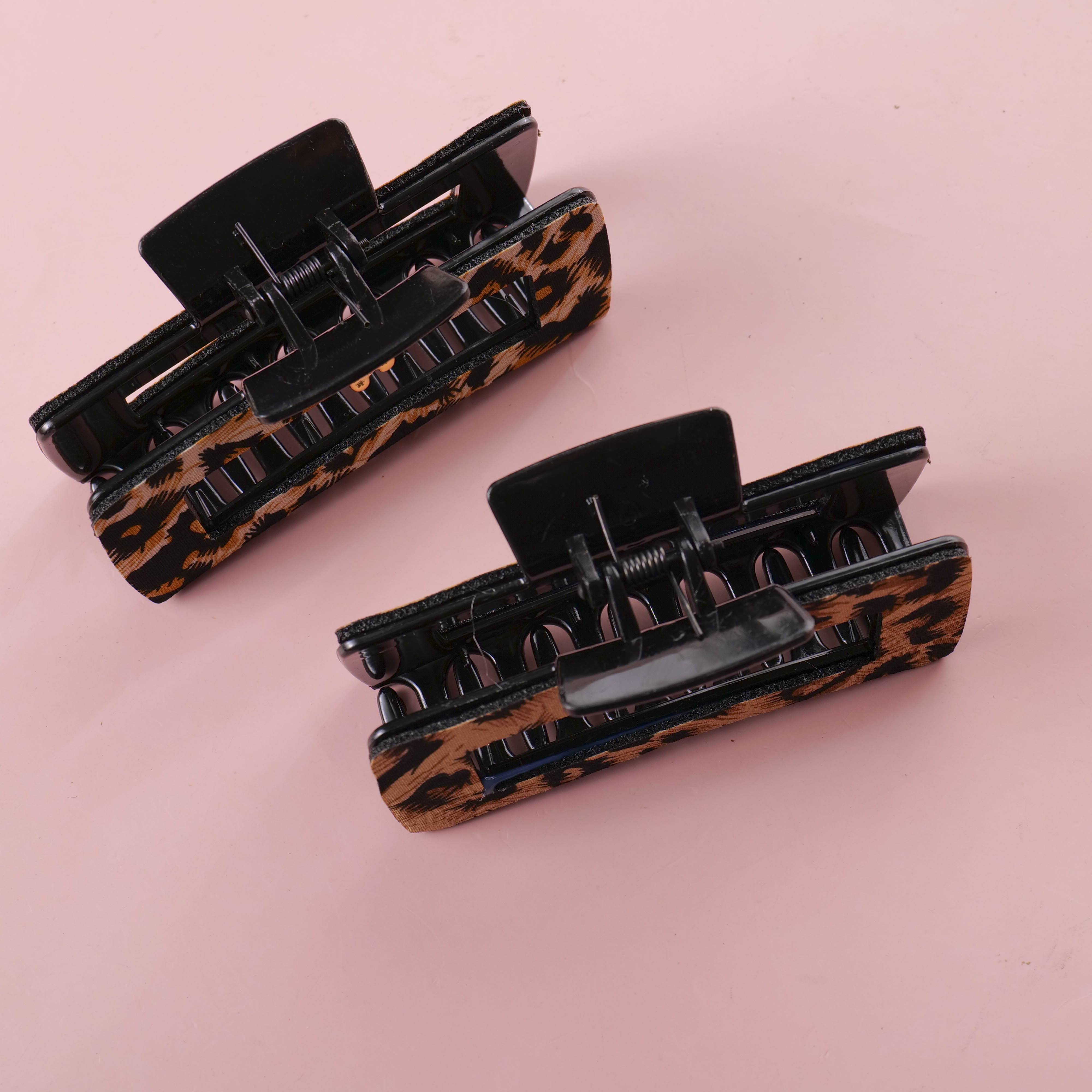 Leopard Print Square Hair Claw 13cm