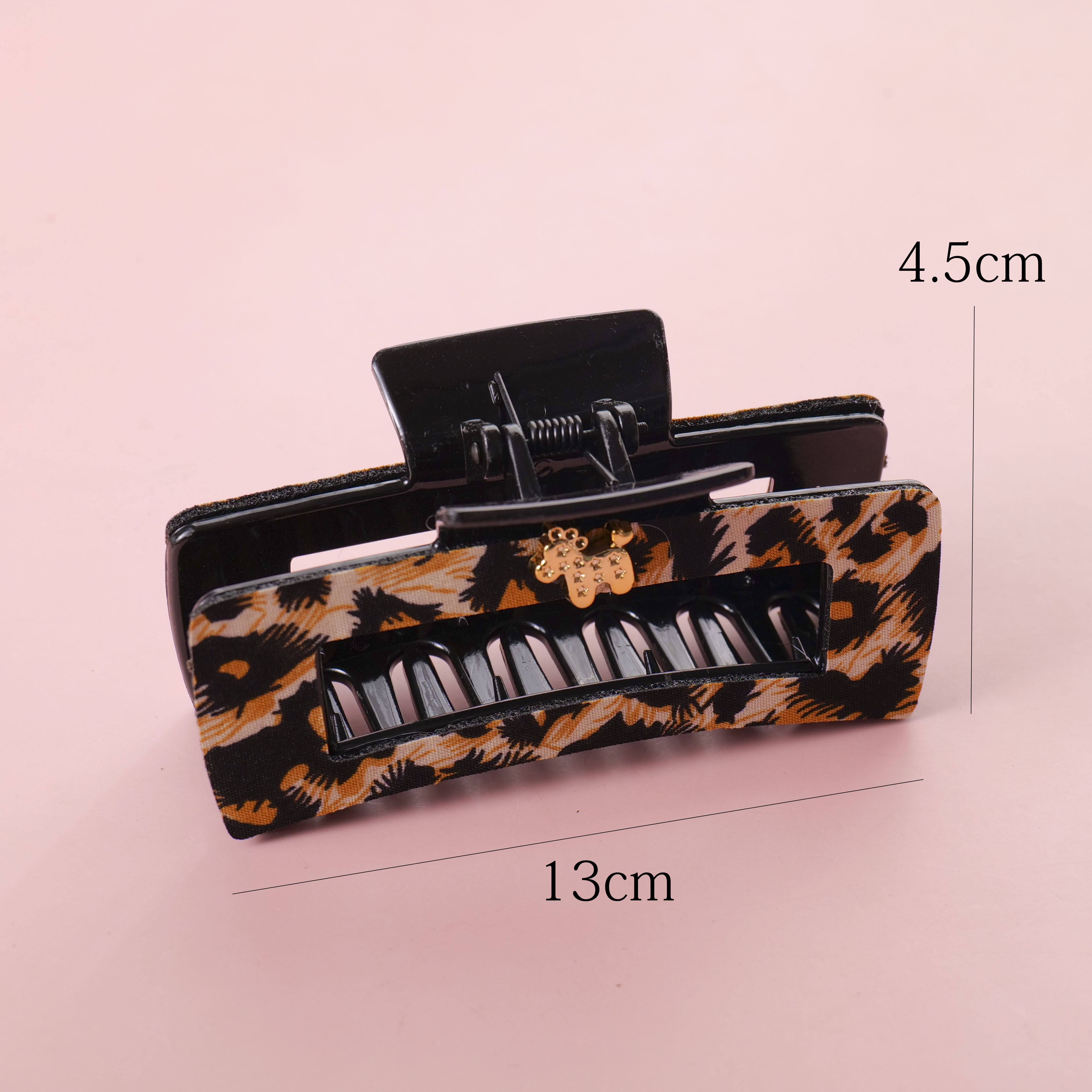 Leopard Print Square Hair Claw 13cm