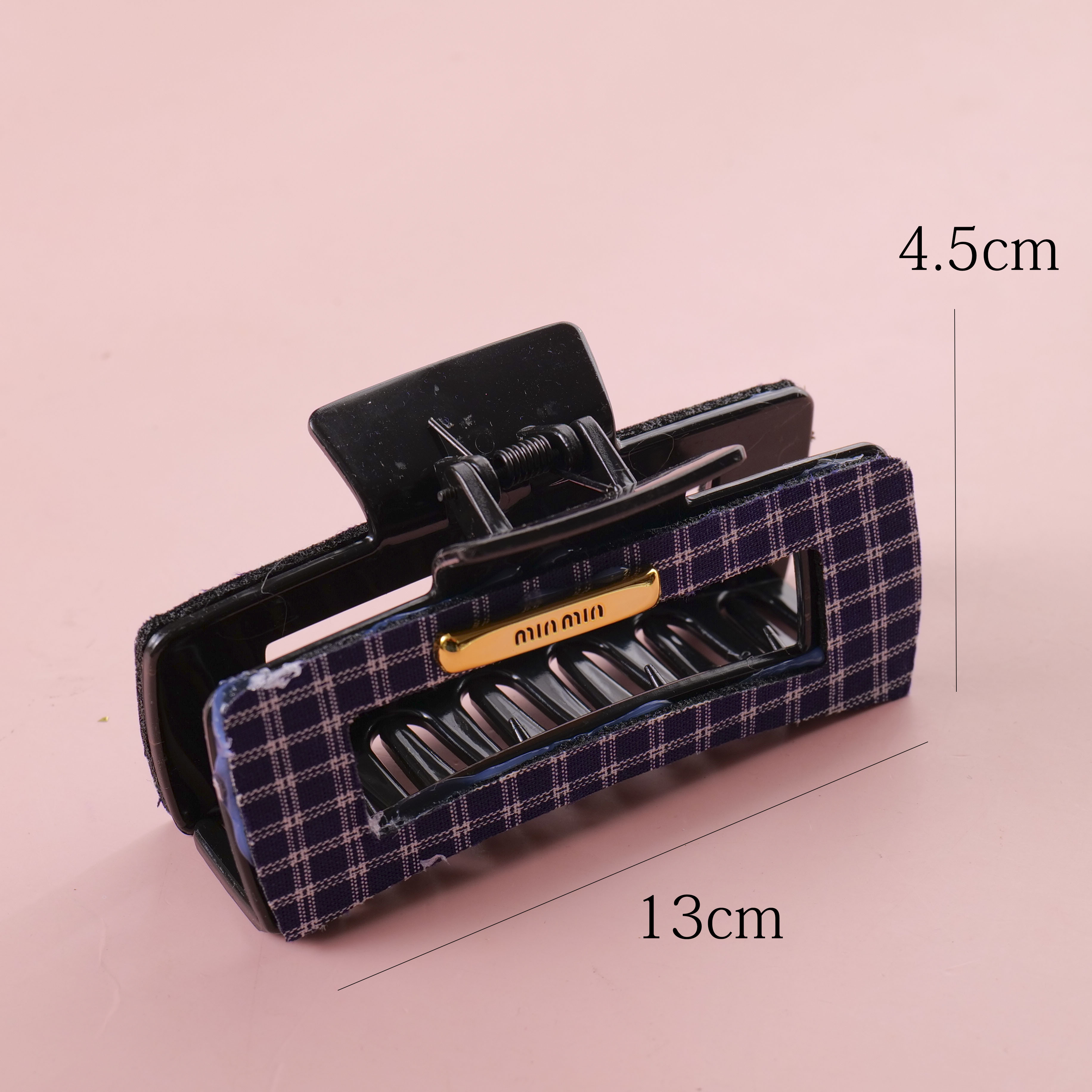 Plaid Square Hair Claw 13cm