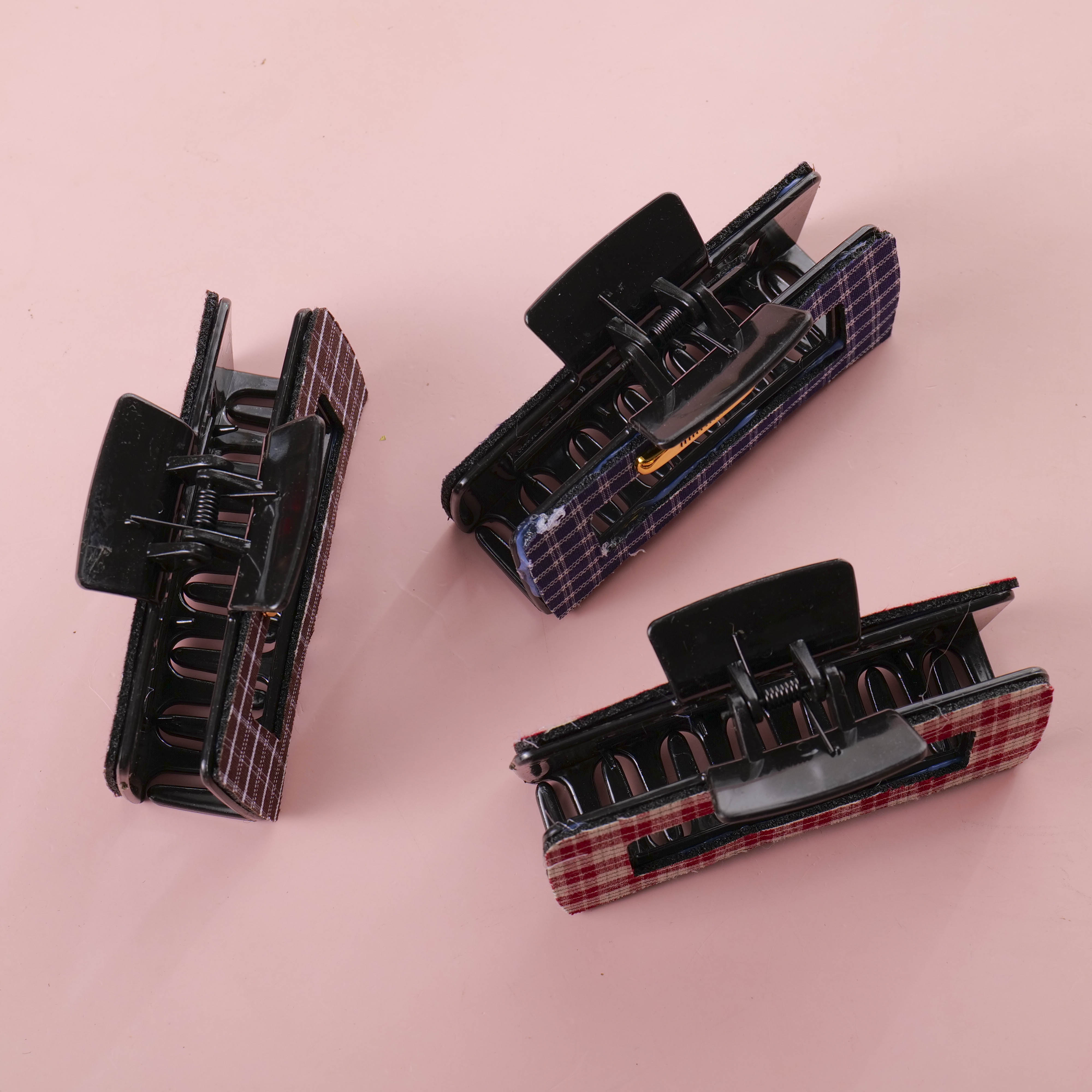 Plaid Square Hair Claw 13cm