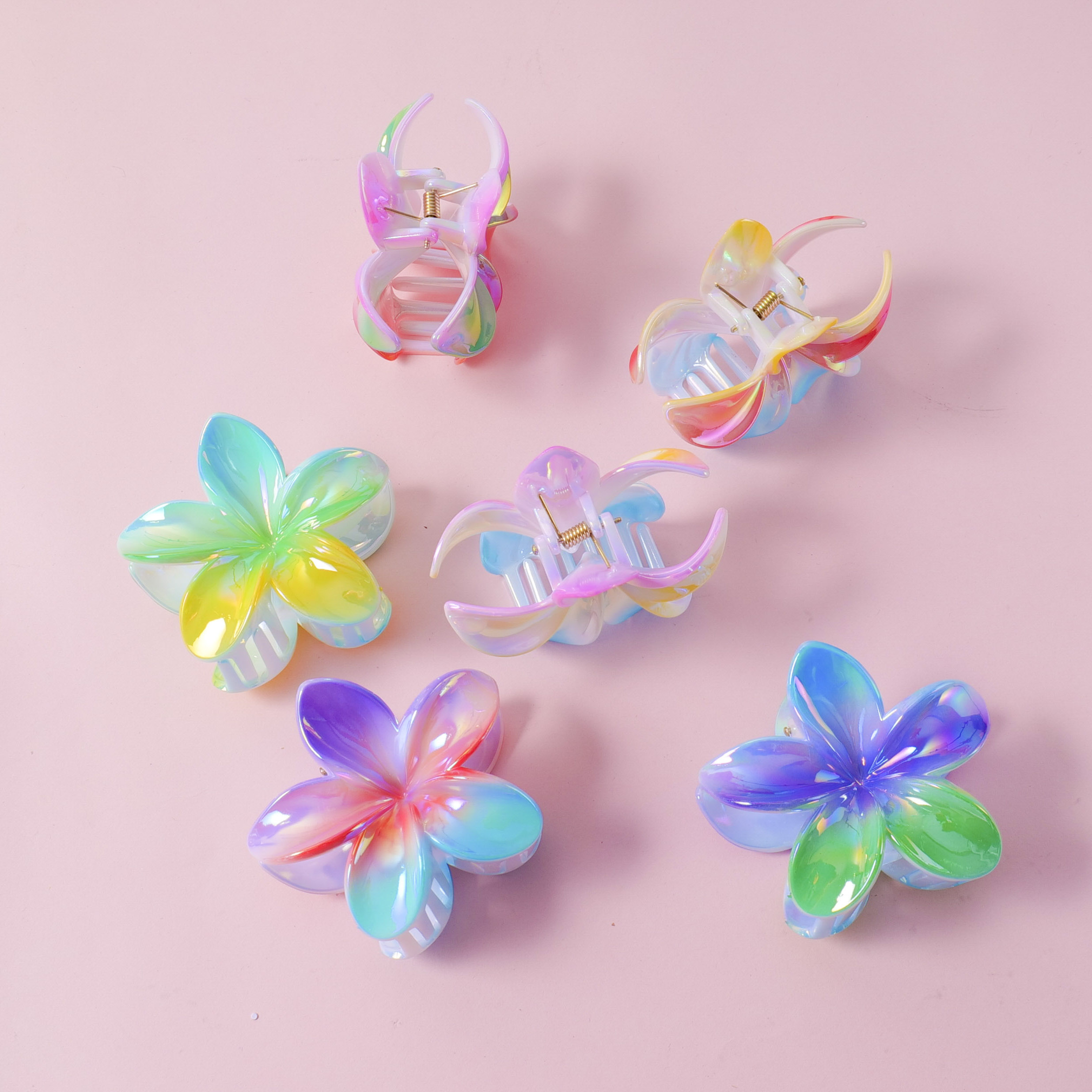 Pearlescent Glossy Plumeria Claw Clip