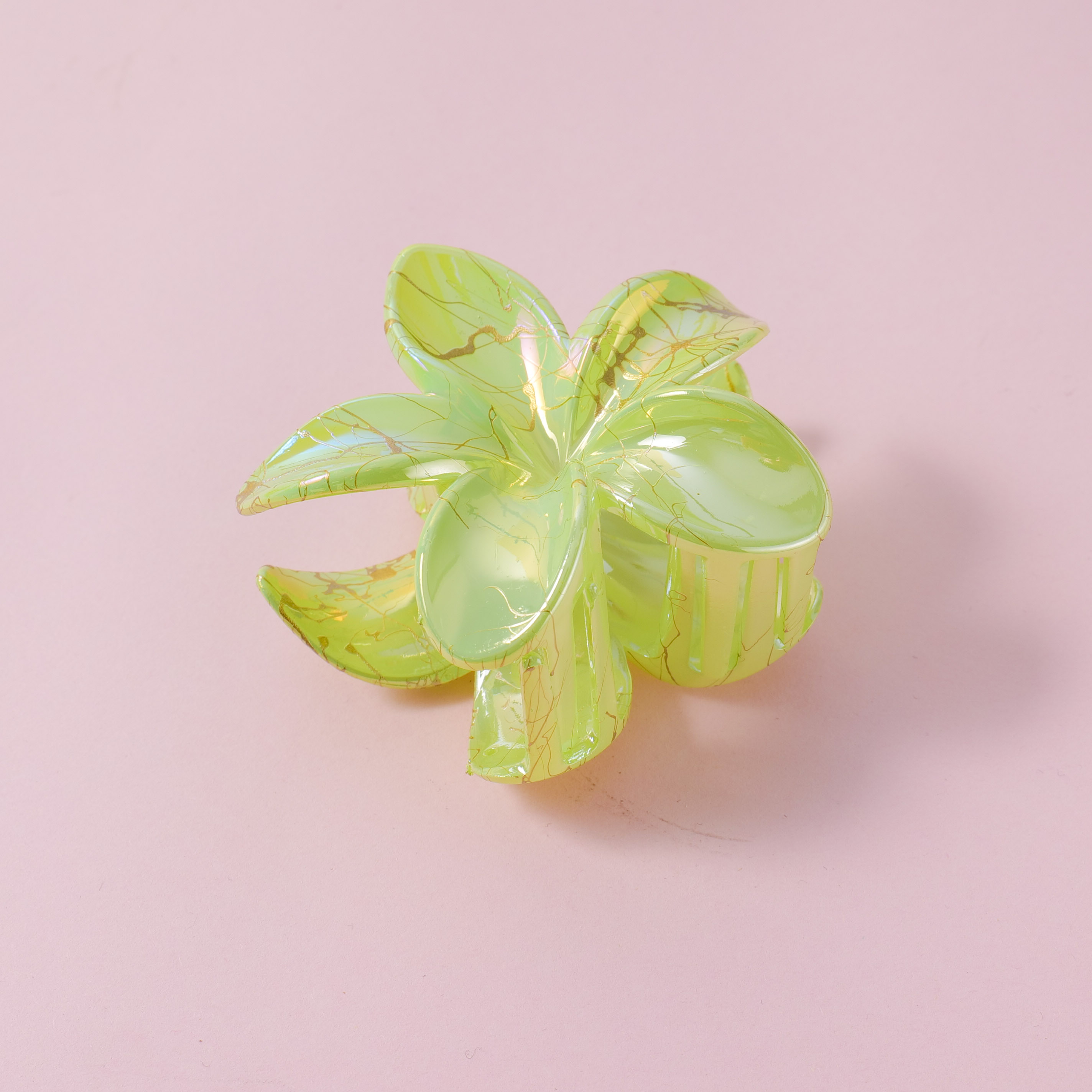 Pearlescent Golden Plumeria Claw Clip