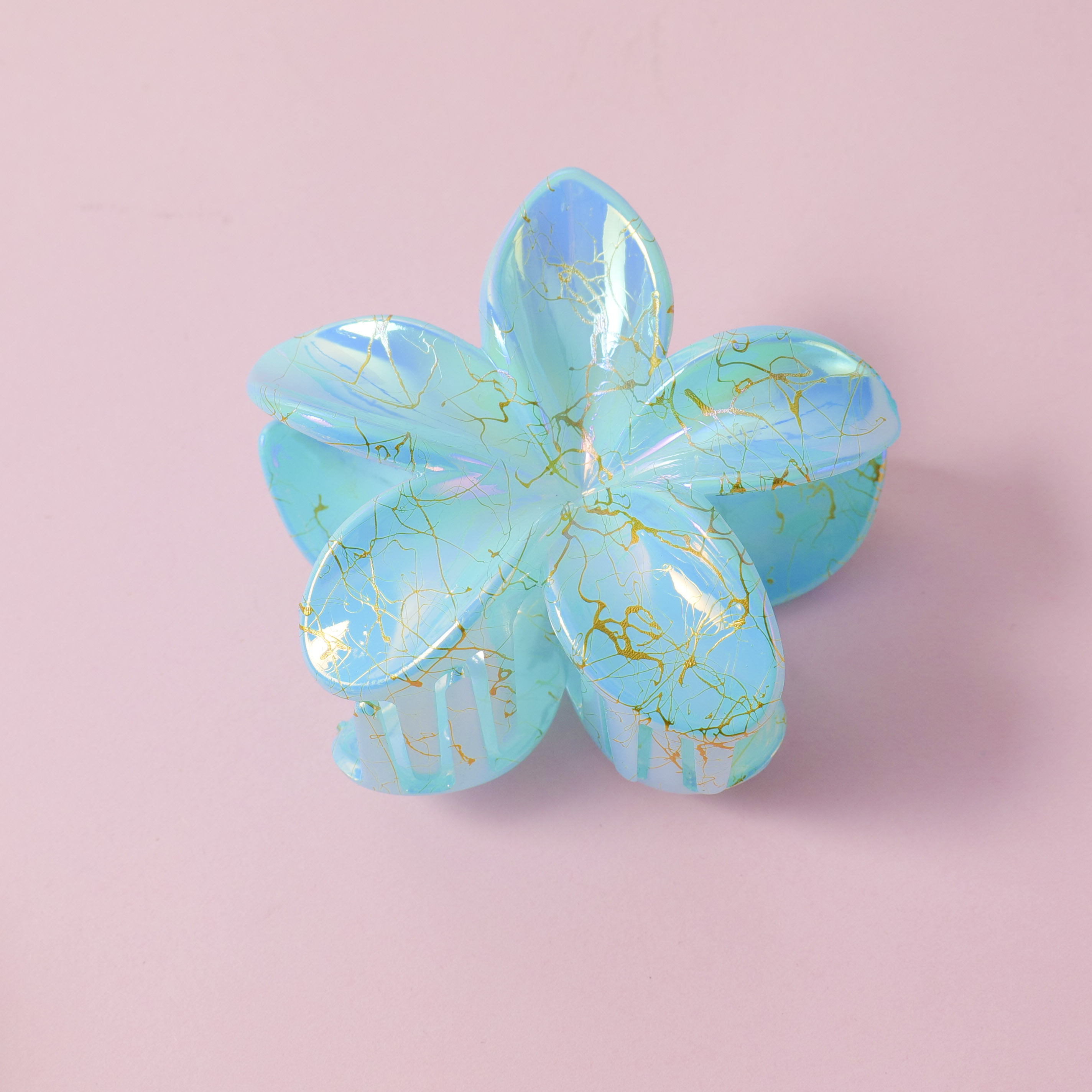 Pearlescent Golden Plumeria Claw Clip