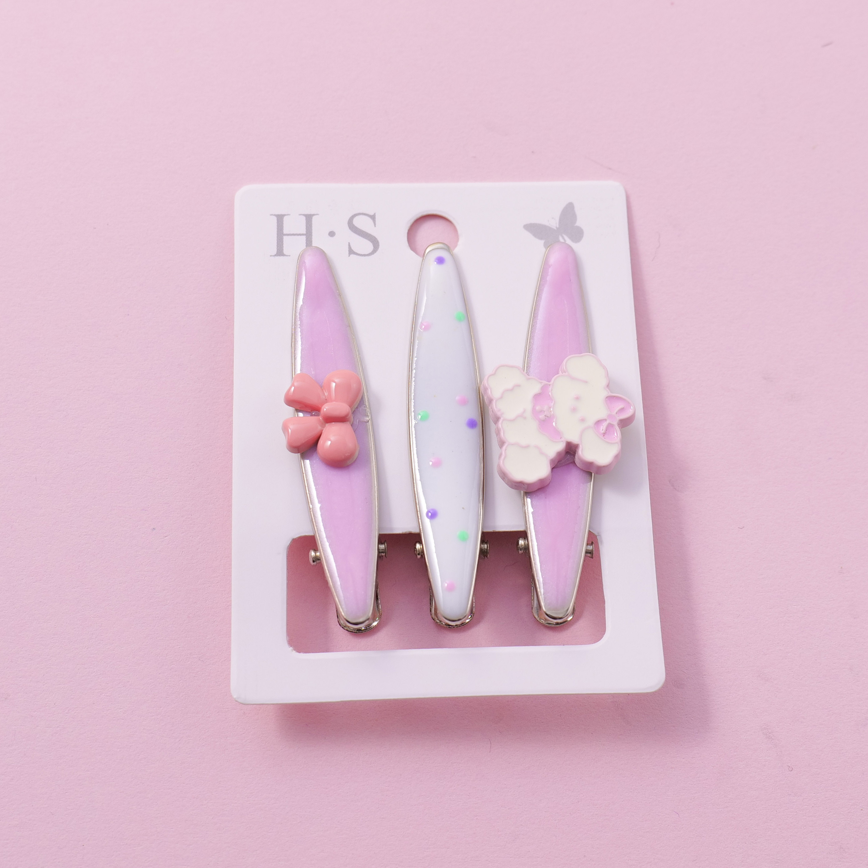 Dog Polka Dot Hair Clips 3pcs