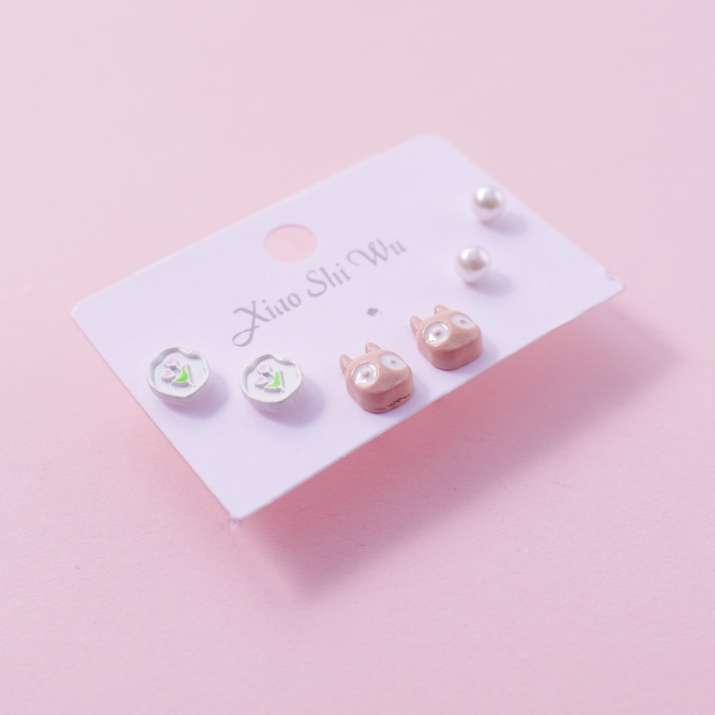 Random Mixed Style Cartoon Pearl 3Pairs Earring-3