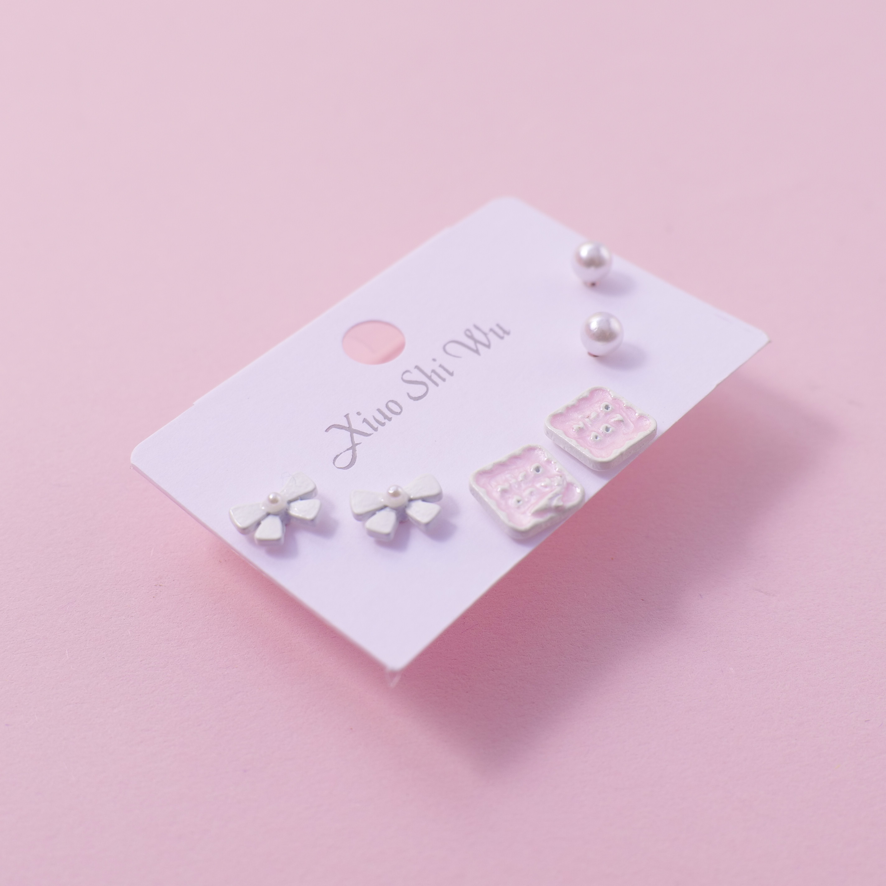 Random Mixed Style Cartoon Pearl 3Pairs Earring-5