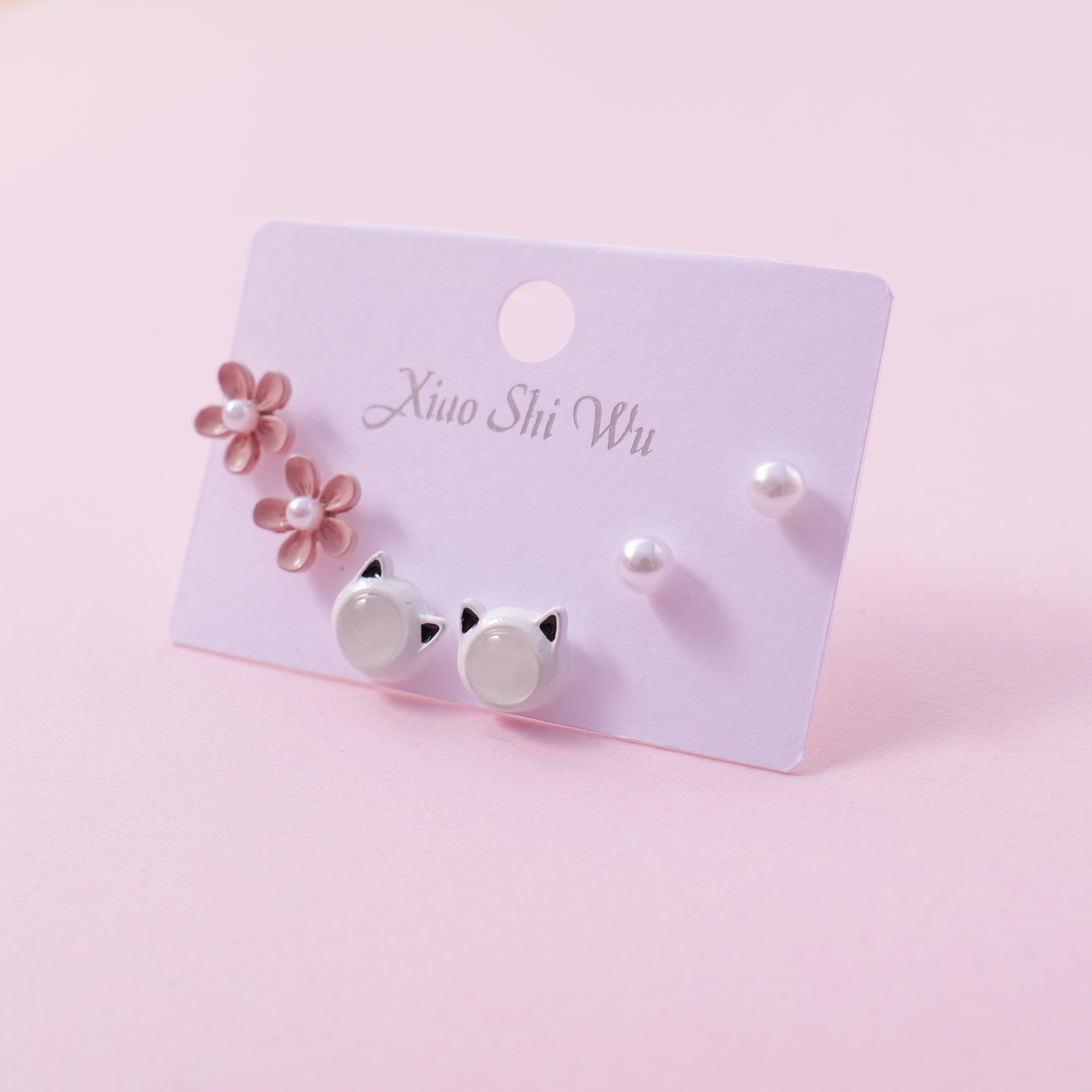 Random Mixed Style Cartoon Pearl 3Pairs Earring-6