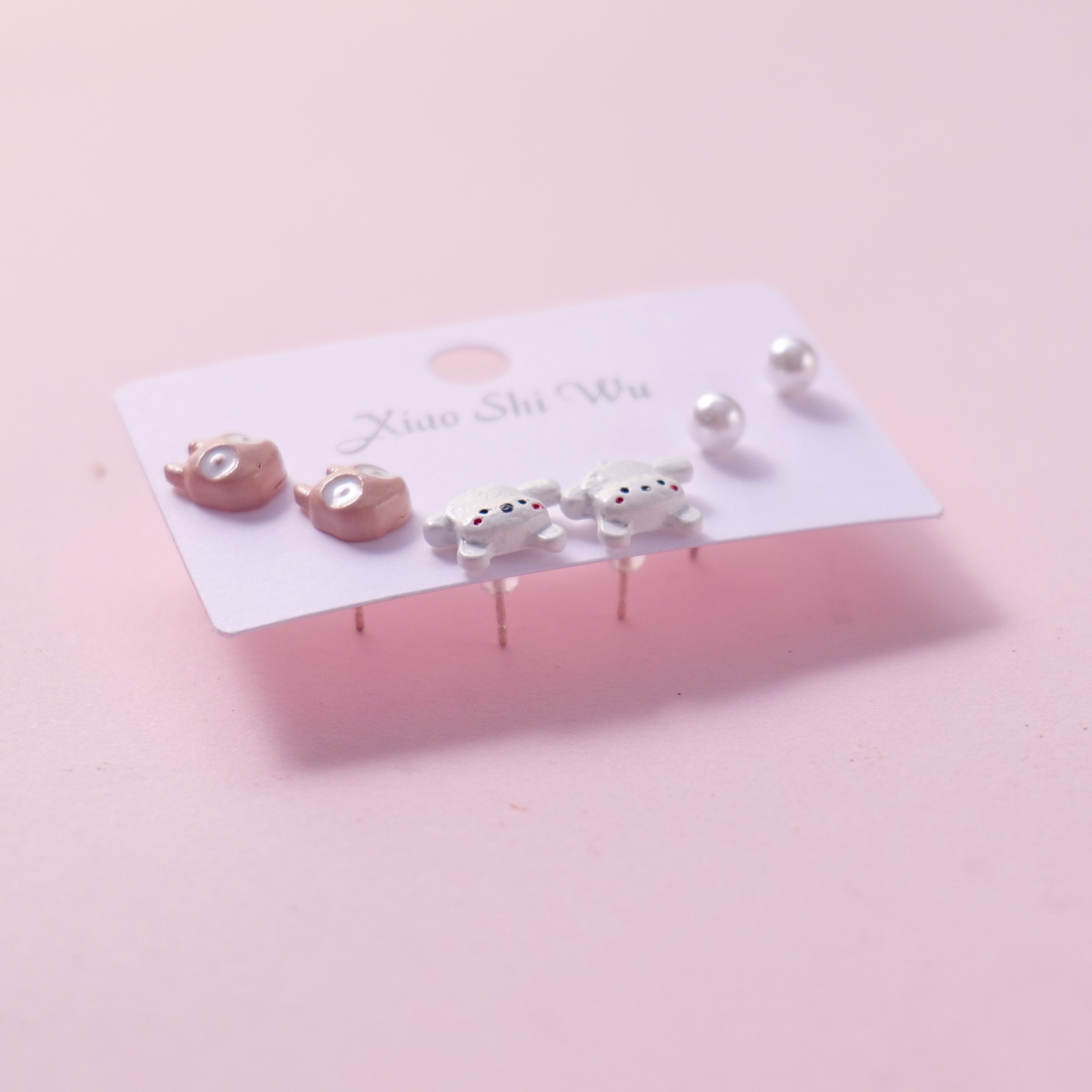 Random Mixed Style Cartoon Pearl 3Pairs Earring-7