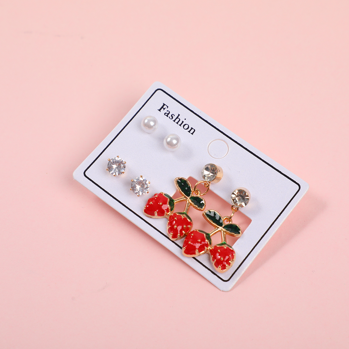 Small Strawberry Luxury 3 Pairs Earrings