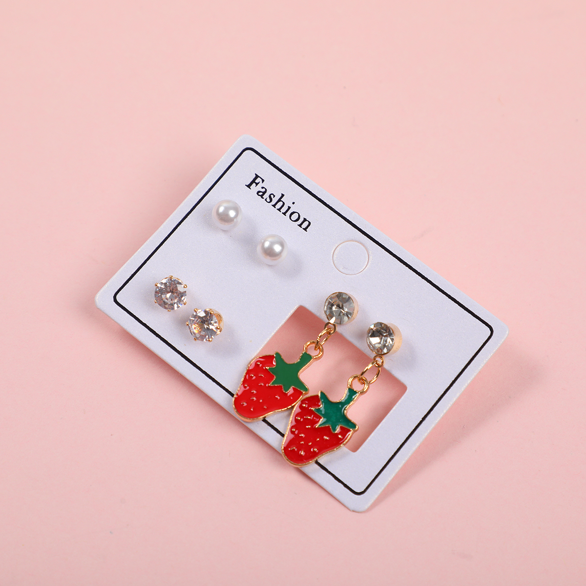 Big Strawberry Luxury 3 Pairs Earrings