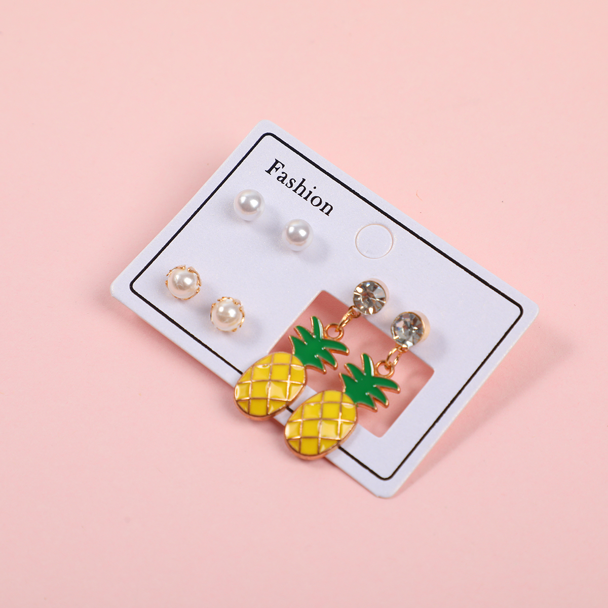 Pineapple Luxury 3 Pairs Earrings