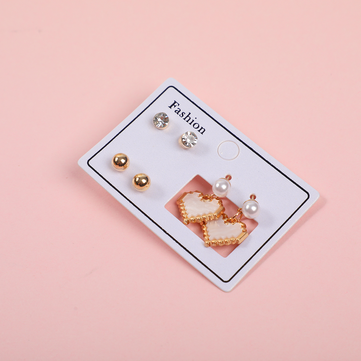 White Heart Luxury 3 Pairs Earrings