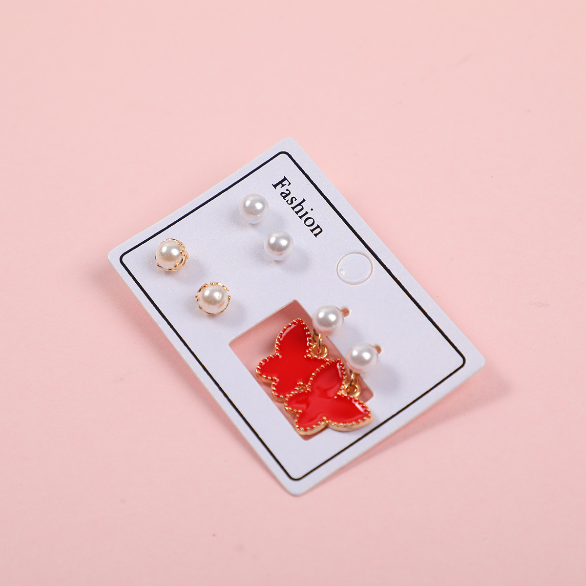 Red Butterfly Luxury 3 Pairs Earrings