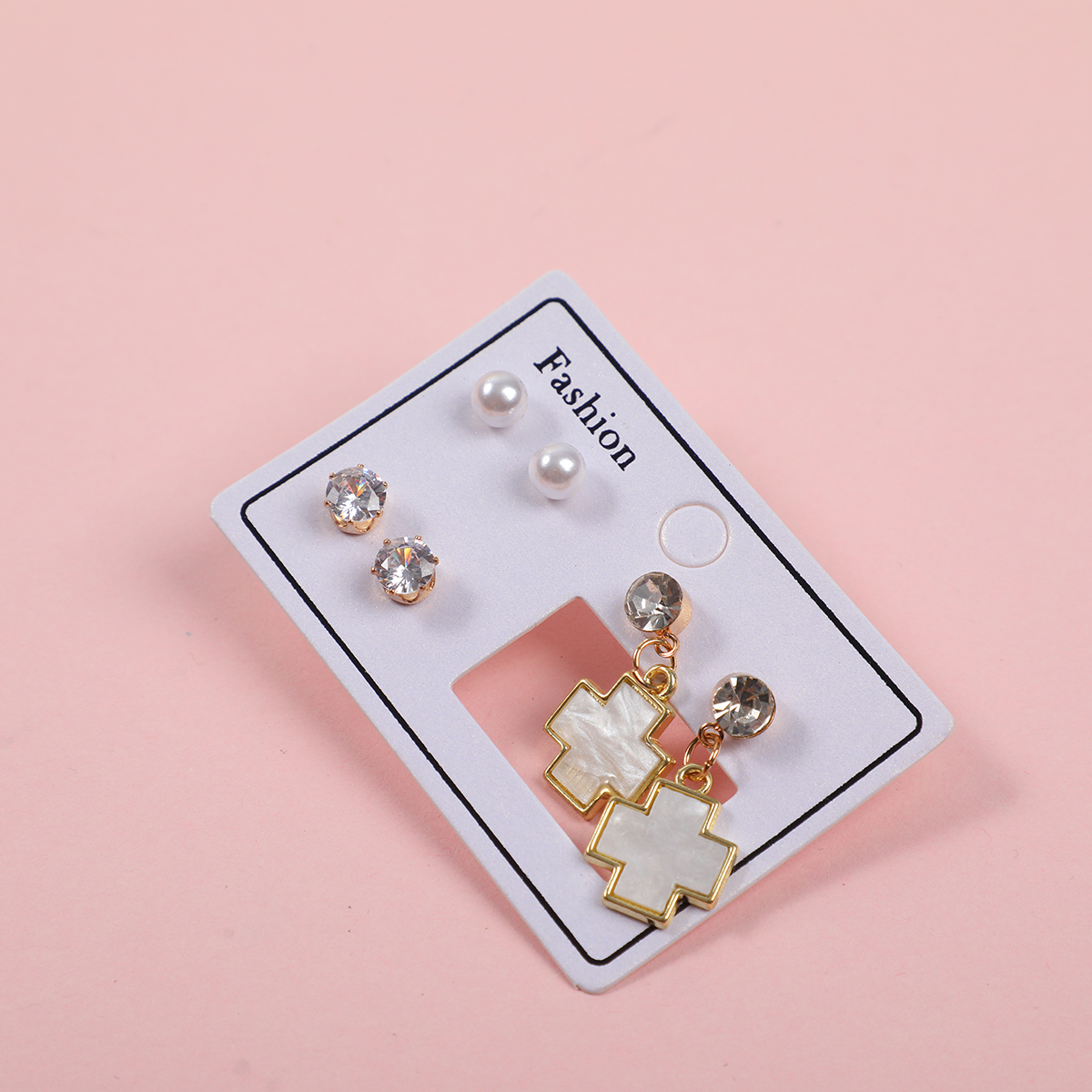 White Luxury 3 Pairs Earrings