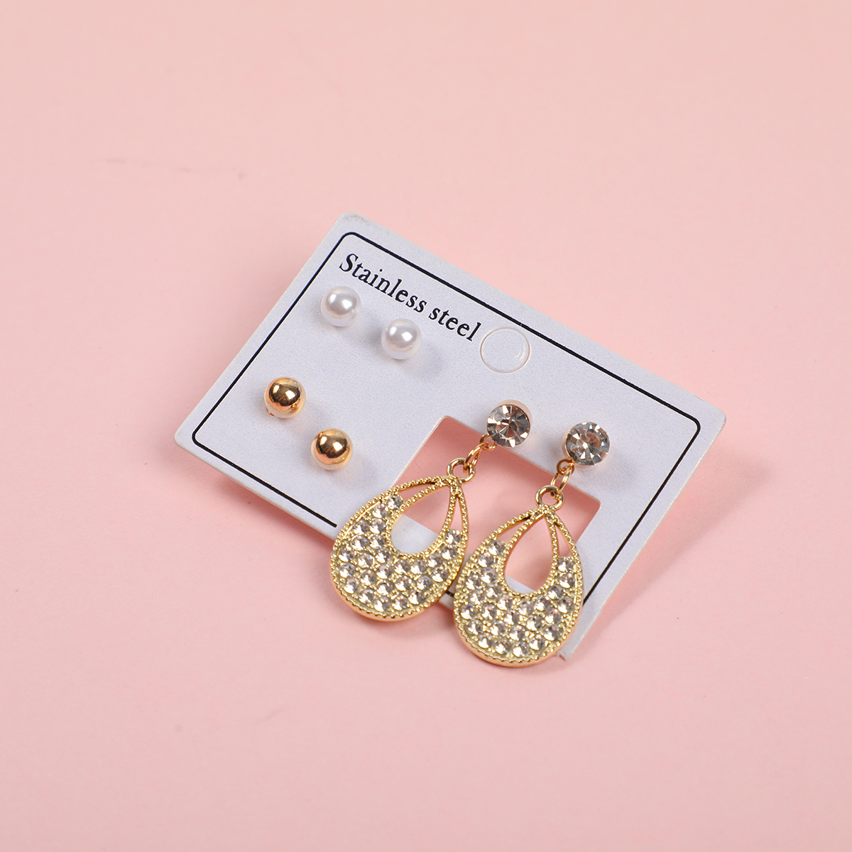 Teardrop Rhinestone Luxury 3 Pairs Earrings